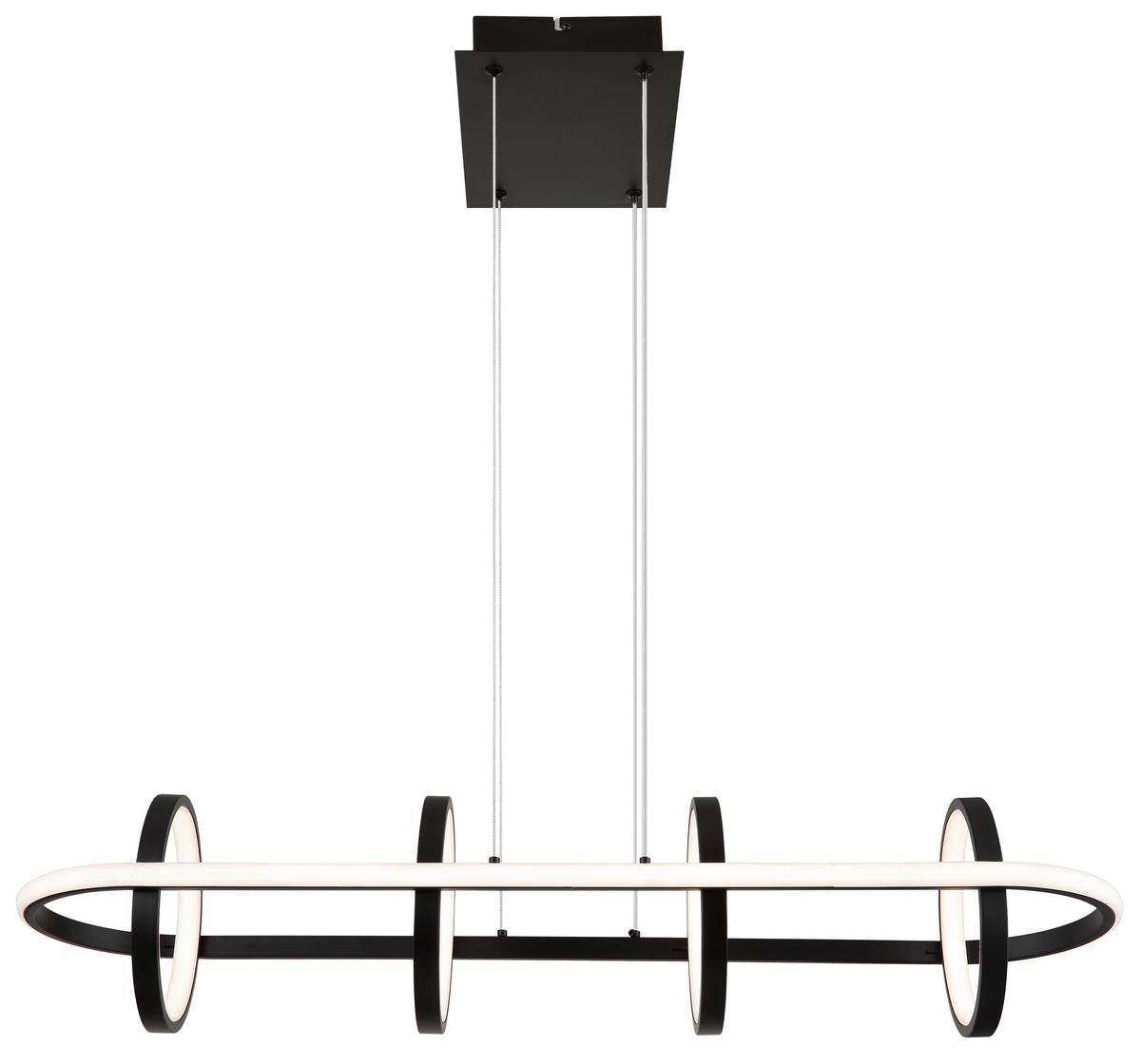 LED-HÄNGELEUCHTE 67194-60R - Opal/Schwarz, Design, Kunststoff/Metall (90/28/120cm) - Globo