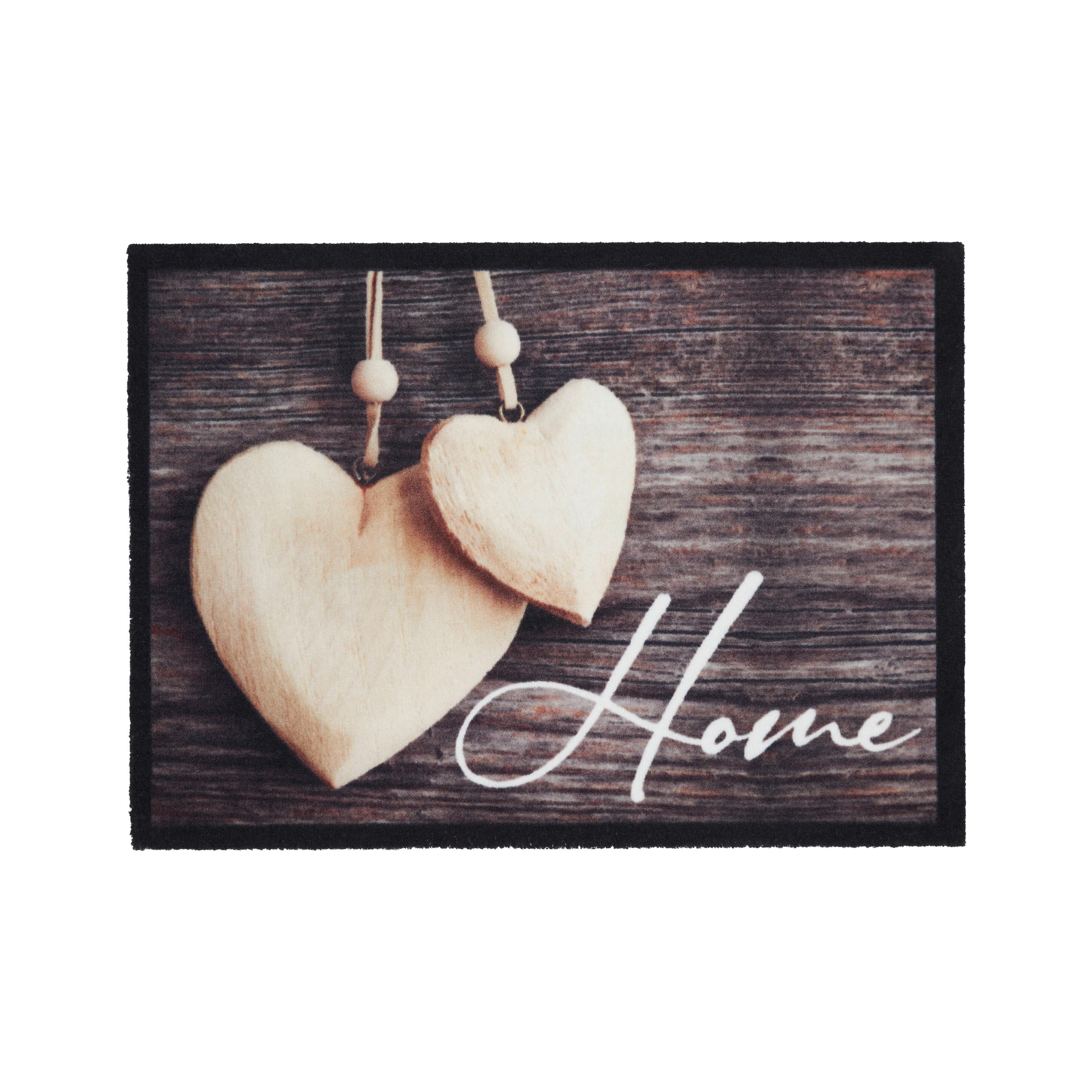 Fußmatte Home Love Wood in Braun/Beige ca. 50x70cm - Beige/Braun, Basics, Kunststoff (50/70cm) - Modern Living