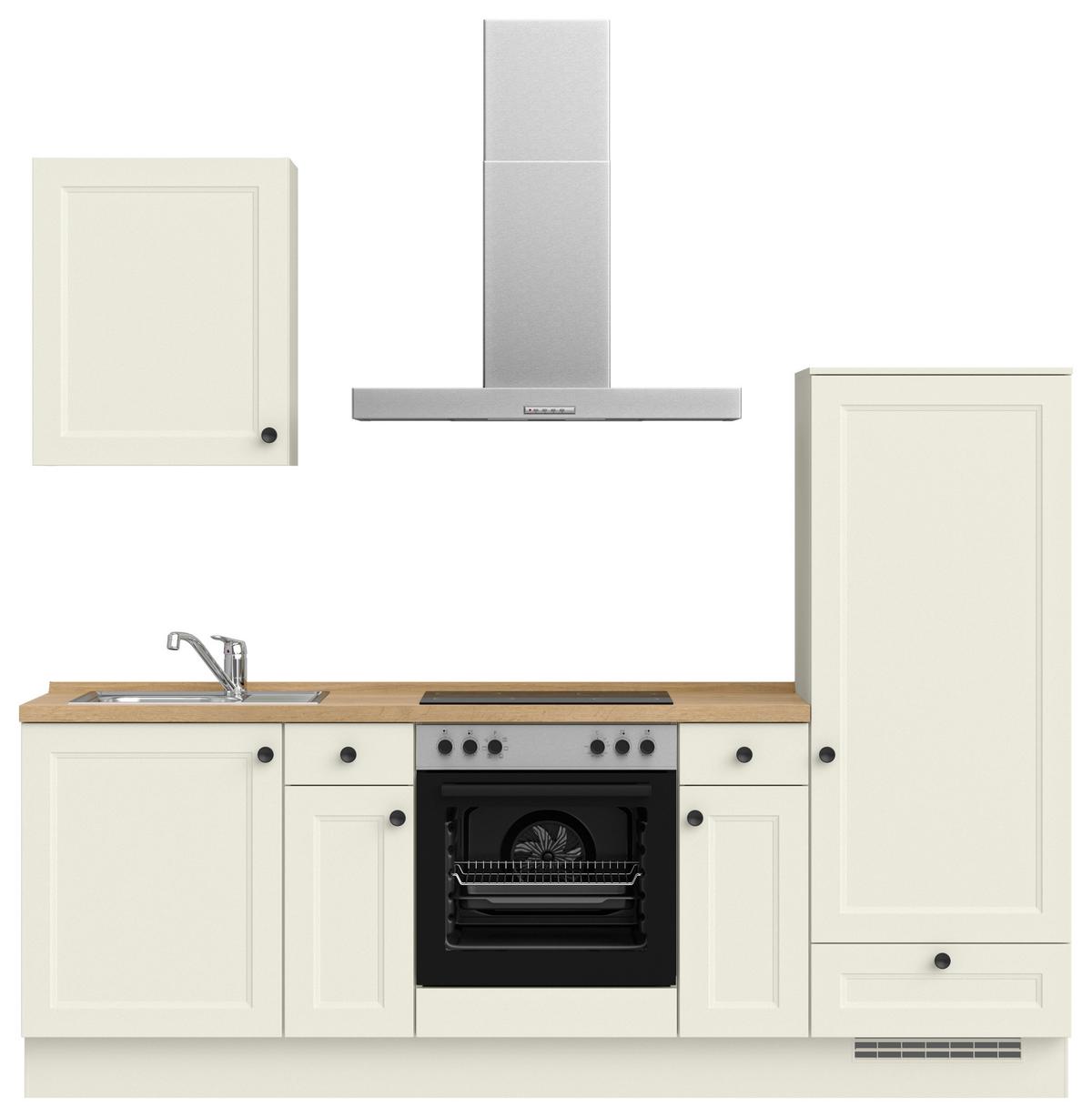 Küchenblock Cascada Low m. Geräten Weiß - Eichefarben/Schwarz, MODERN, Holzwerkstoff/Metall (240cm) - Nobilia