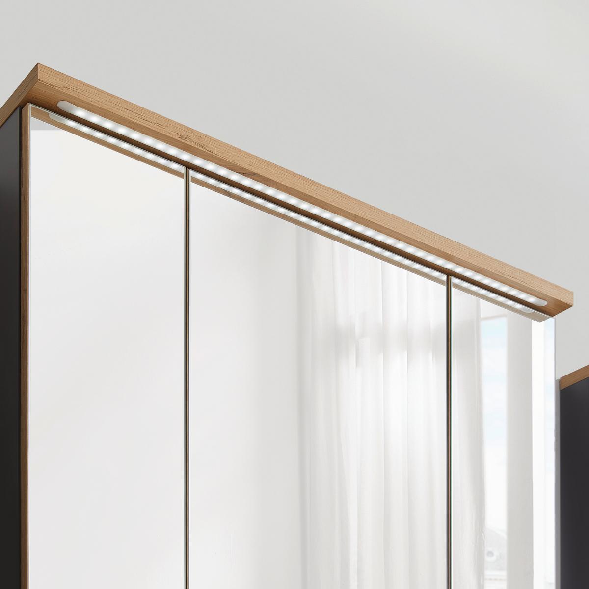 Spiegelschrank Memphis Grau - Eiche Artisan/Grau, Modern, Glas/Holzwerkstoff (80/69/23cm) - Mömax