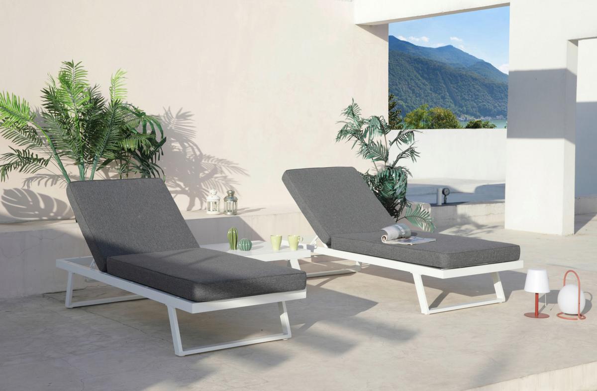 Loungegarnitur Grau/Weiß - Weiß/Grau, Design, Kunststoff/Metall - Gardenson