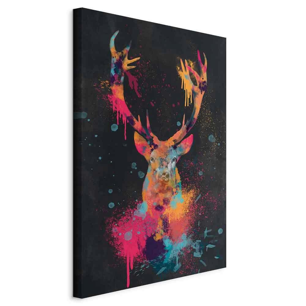 Slika Na Platnu Spectacular Deer - pink/črna, Basics, tekstil/leseni material (40/60/1.2cm) - artgeist