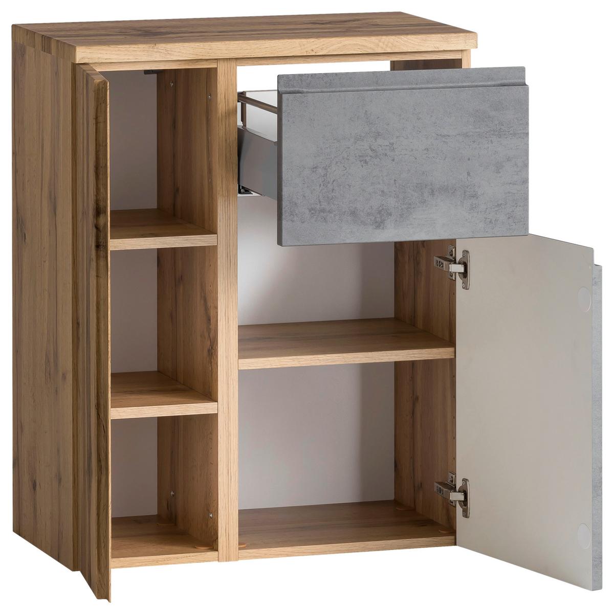 Unterschrank Varese ca. 65x79 cm Hellgrau/Eiche - Eiche Wotan/Hellgrau, MODERN, Holzwerkstoff (65/79/35cm) - Held