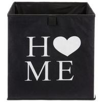 Aufbewahrungsbox Poppi mit Schriftzug - Schwarz/Weiß, Karton/Textil (32cm) - Based