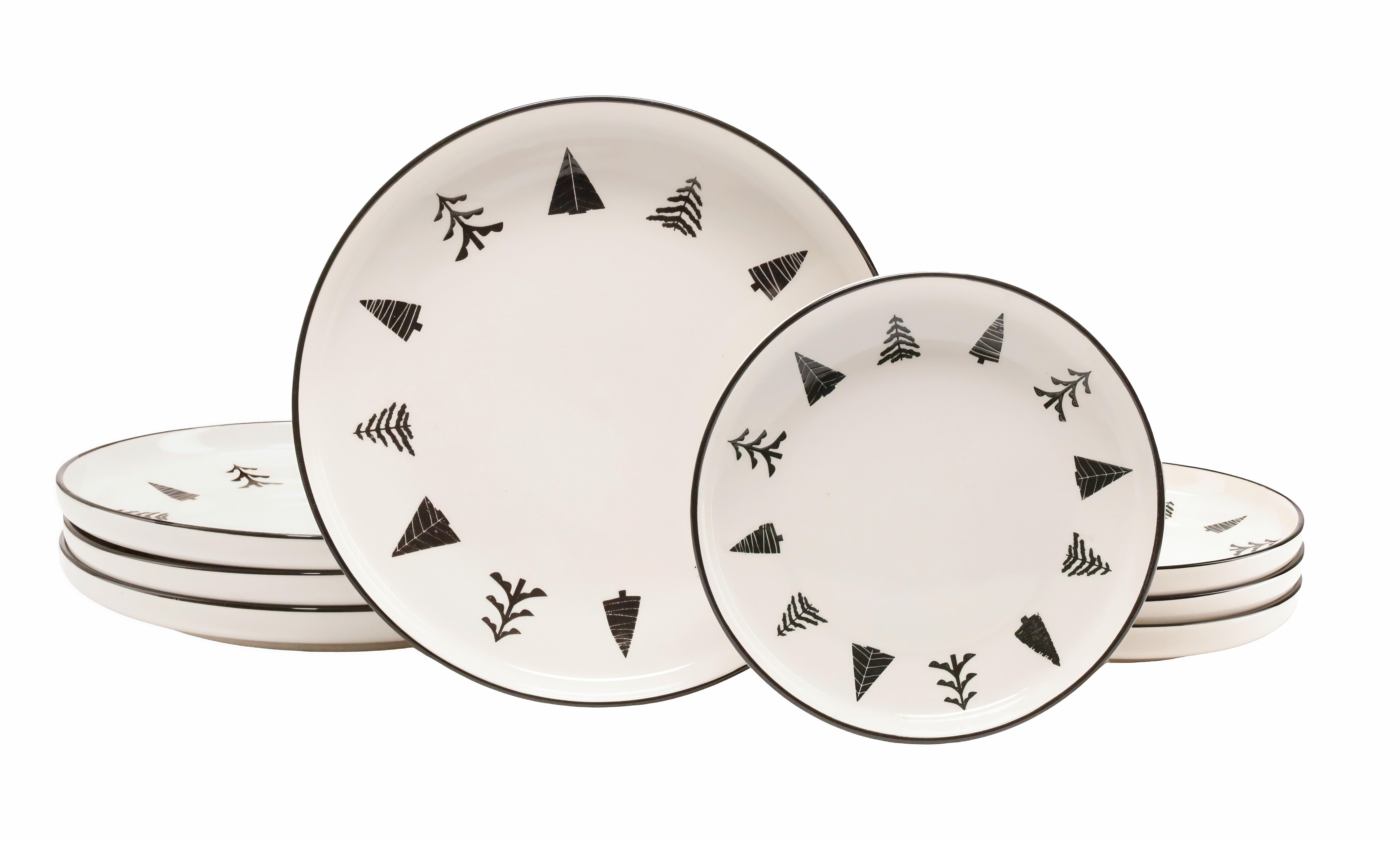 Tafelservice Nordic Christmas Black, 8-tlg. - Schwarz/Weiß, Basics, Keramik - Creatable