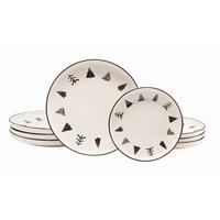 Tafelservice Nordic Christmas Black, 8-tlg. - Schwarz/Weiß, Basics, Keramik - Creatable