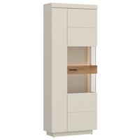 Vitrină LIGHTNING - cașmir/culoare lemn stejar, Modern, sticlă/material pe bază de lemn (75/201/34,6cm) - Modern Living