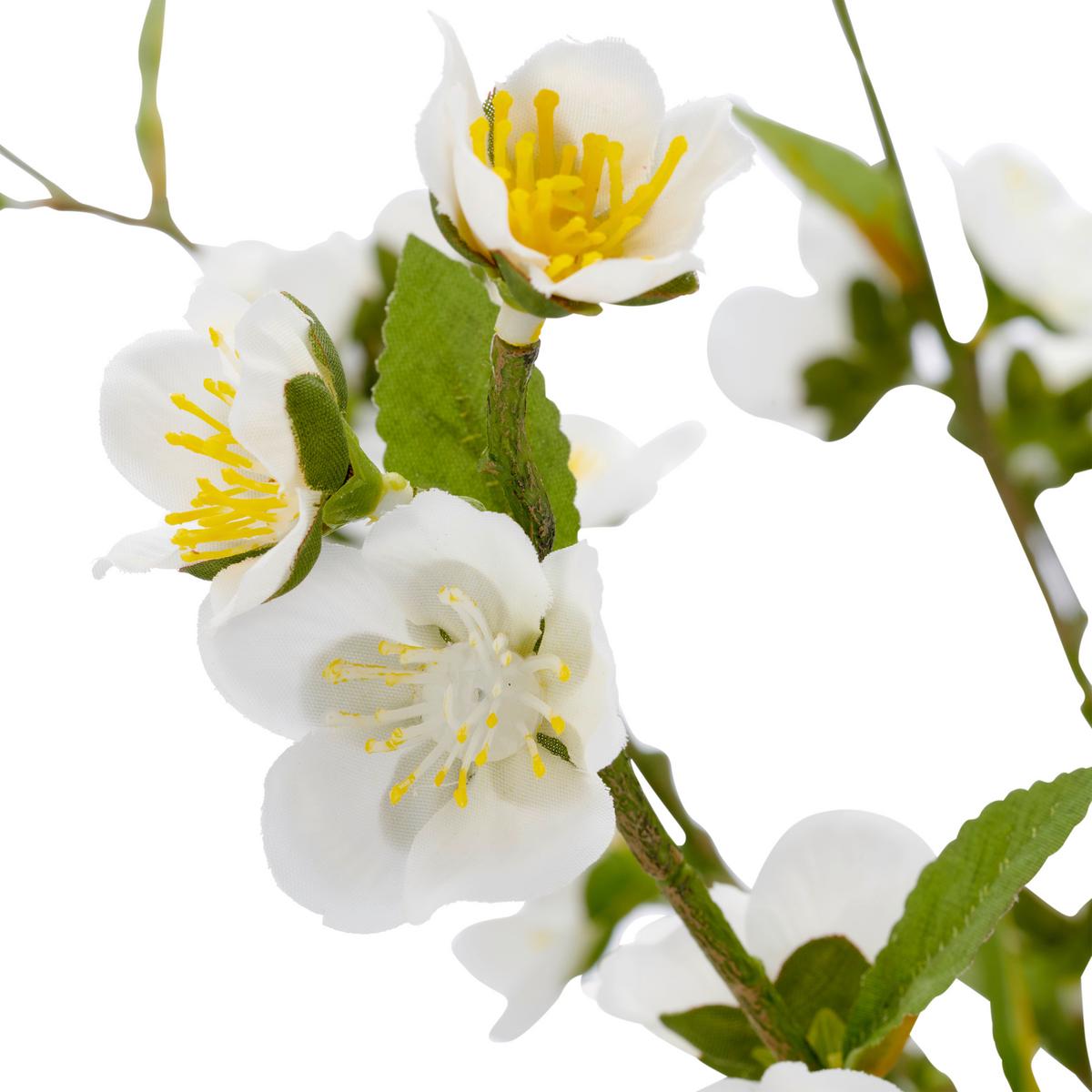 Kirschblütenzweig Kirschblüte Weiß ca. 105cm - Schwarz/Weiß, Basics, Kunststoff/Metall (105cm) - Mömax