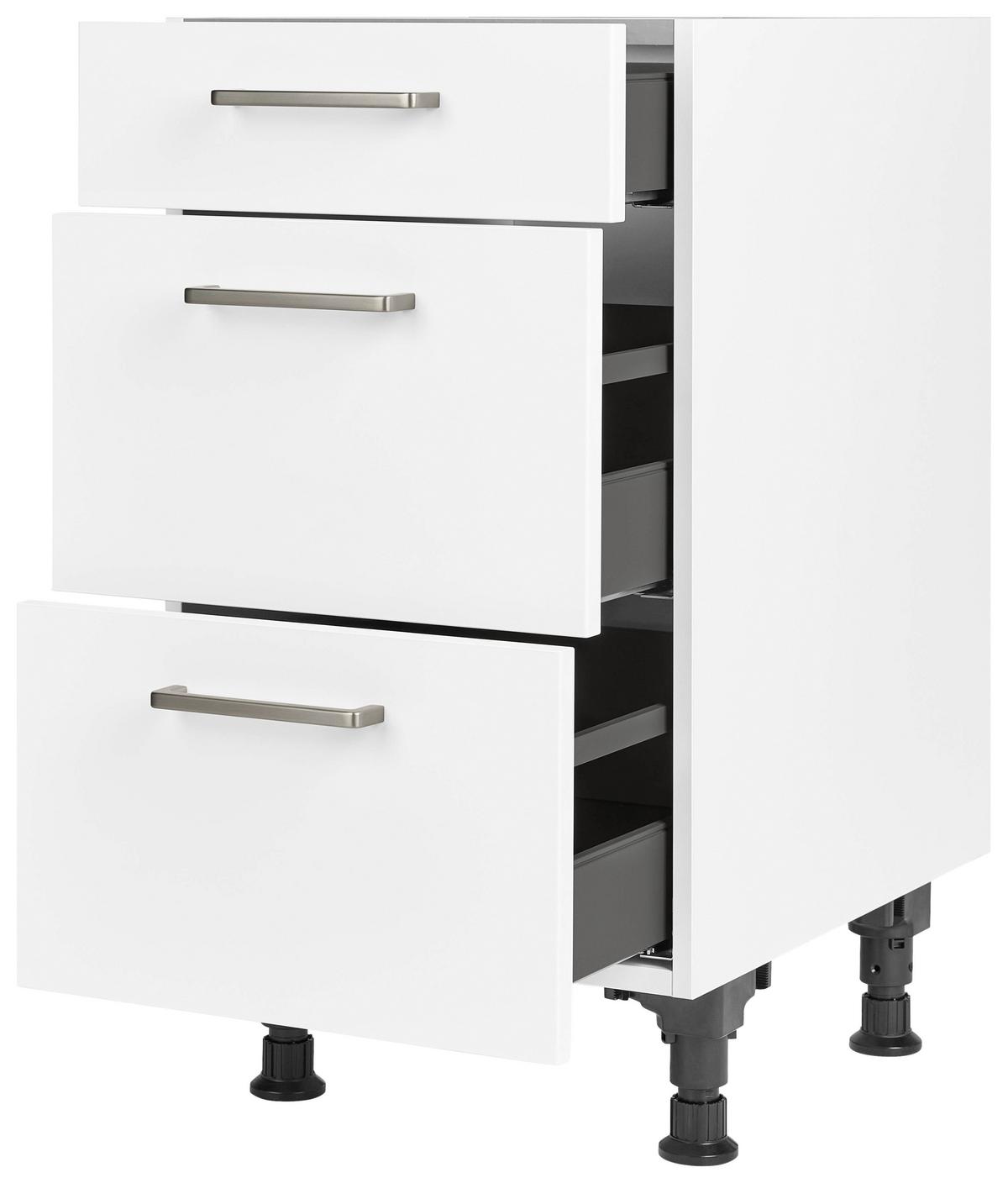 Schubkastenunterschrank Touch Weiß - Edelstahlfarben/Weiß, MODERN, Holzwerkstoff/Metall (45/87/56cm) - Nobilia