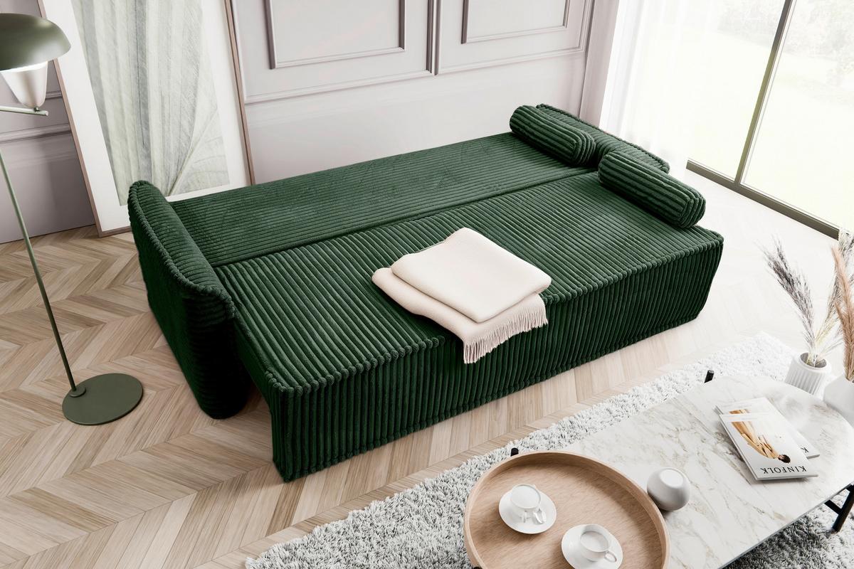 Schlafsofa Grubs Smaragdgrün - Smaragdgrün/Schwarz, Basics, Holz/Kunststoff (225/96/93cm) - MID.YOU