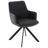 Armlehnstuhl Josy Grau/schwarz - Schwarz/Grau, Design, Leder/Textil (57/86/61cm) - Mömax