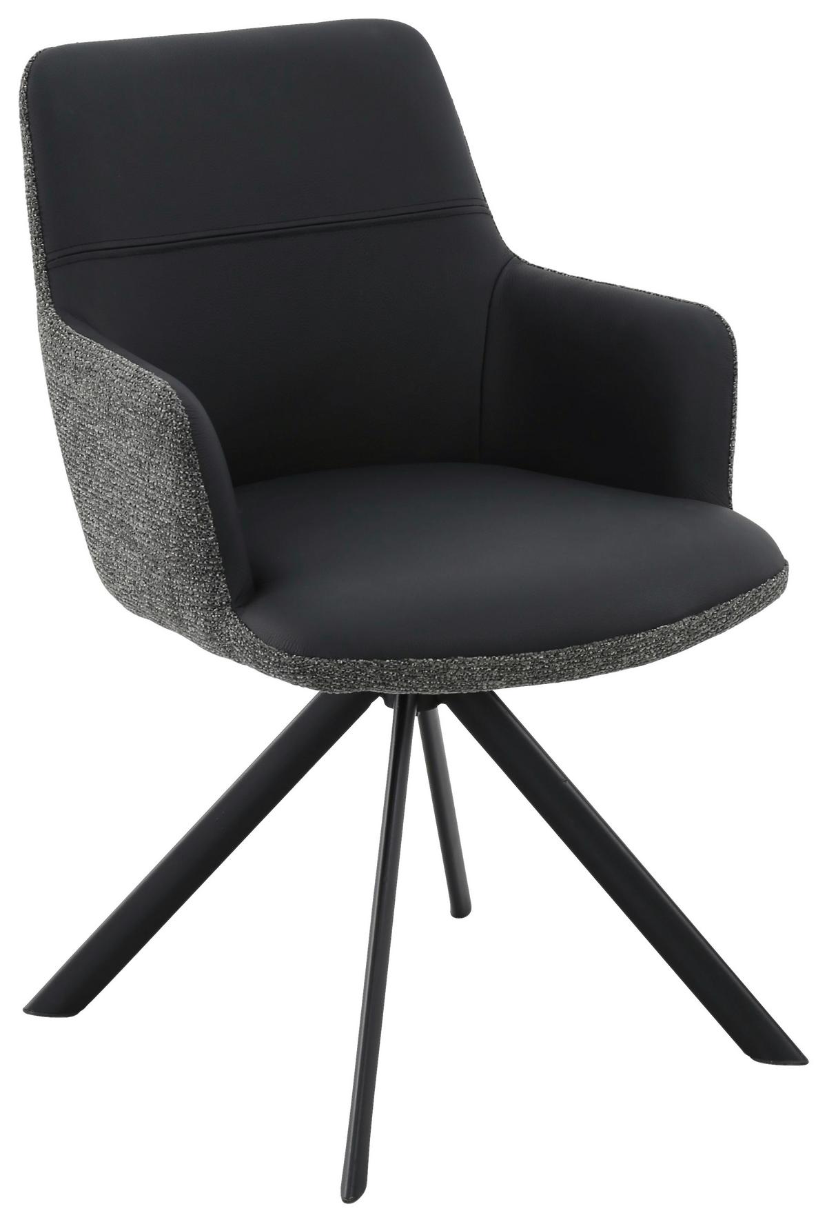 Armlehnstuhl Josy Grau/schwarz - Schwarz/Grau, Design, Leder/Textil (57/86/61cm) - Mömax