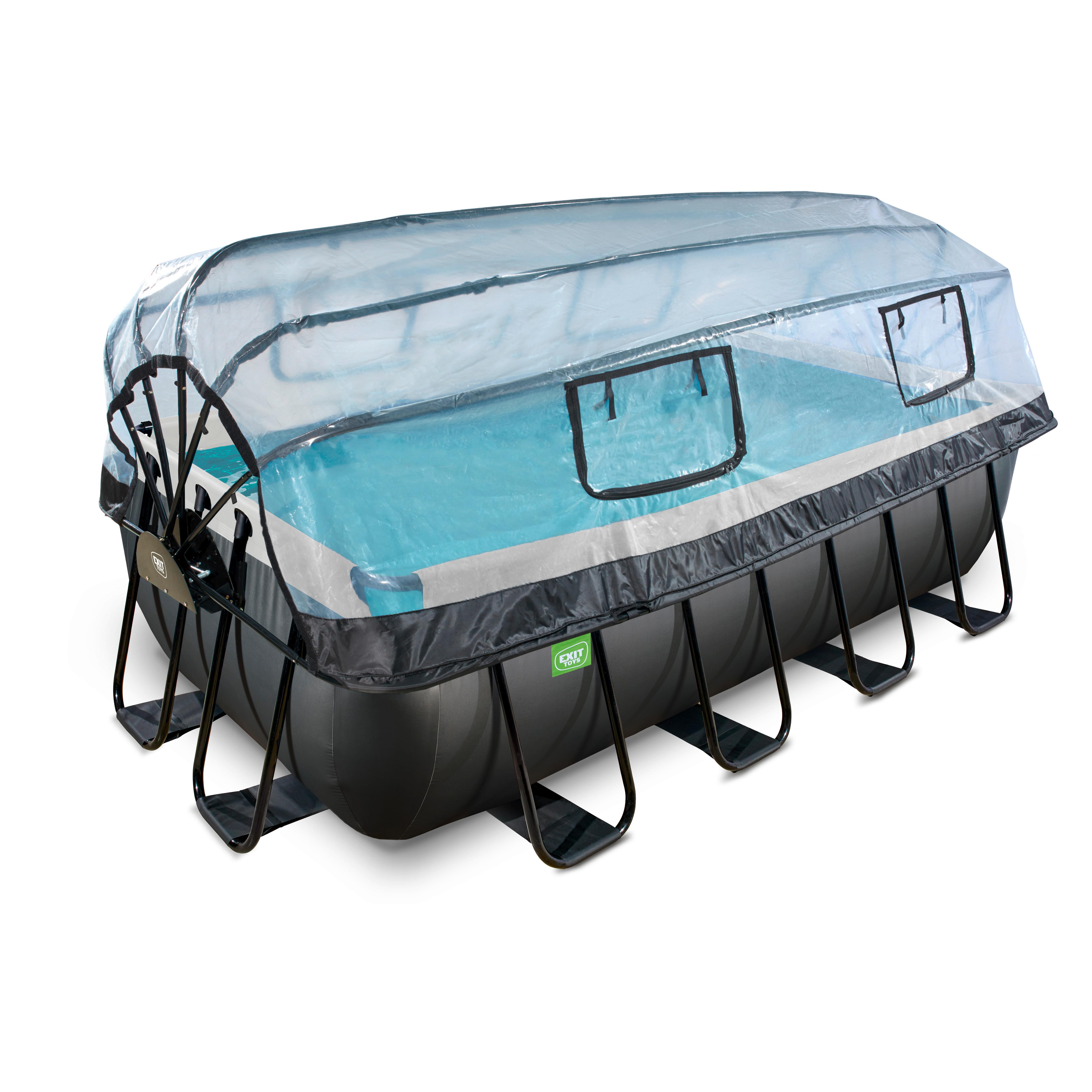 Bazen Exit Black Pool, Toplotna Črpalka, 400x200cm - črna, Konvencionalno, umetna masa (400/200/100cm) - EXIT Toys