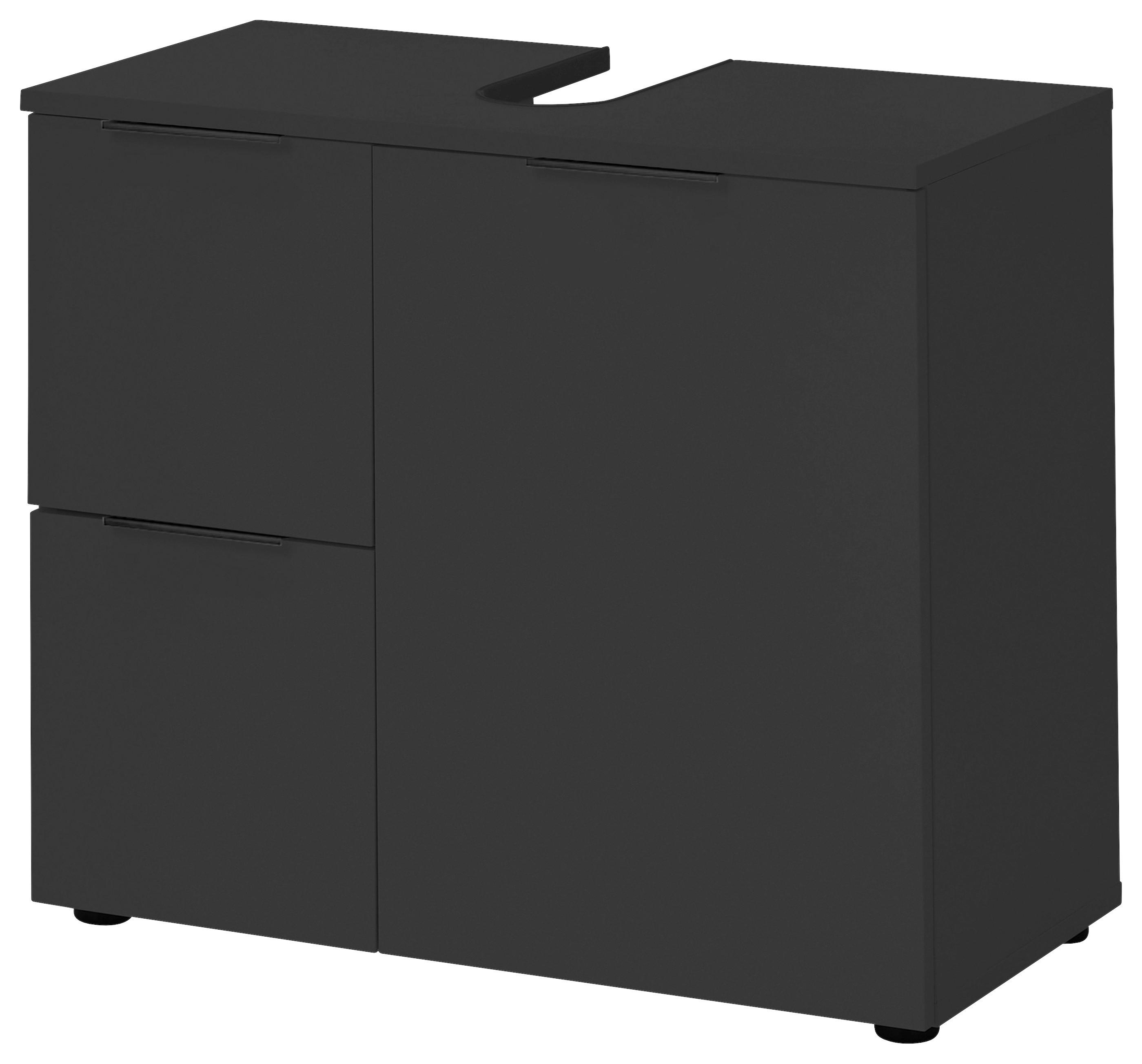 SZAFKA POD UMYWALKĘ PORTO - czarny, Konventionell, materiał drewnopochodny/tworzywo sztuczne (70/60/35cm) - Xora