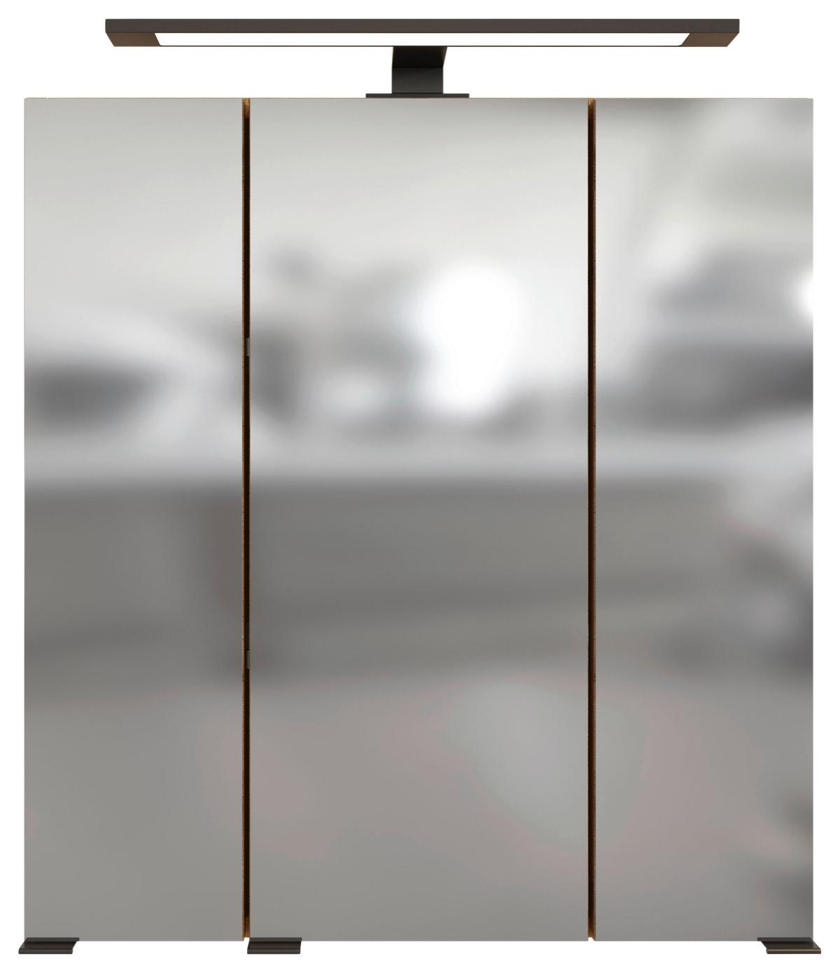 SZAFKA Z LUSTREM MANCHESTER - kolor dębowy, Modern, materiał drewnopochodny/szkło (60/64/20cm) - Held