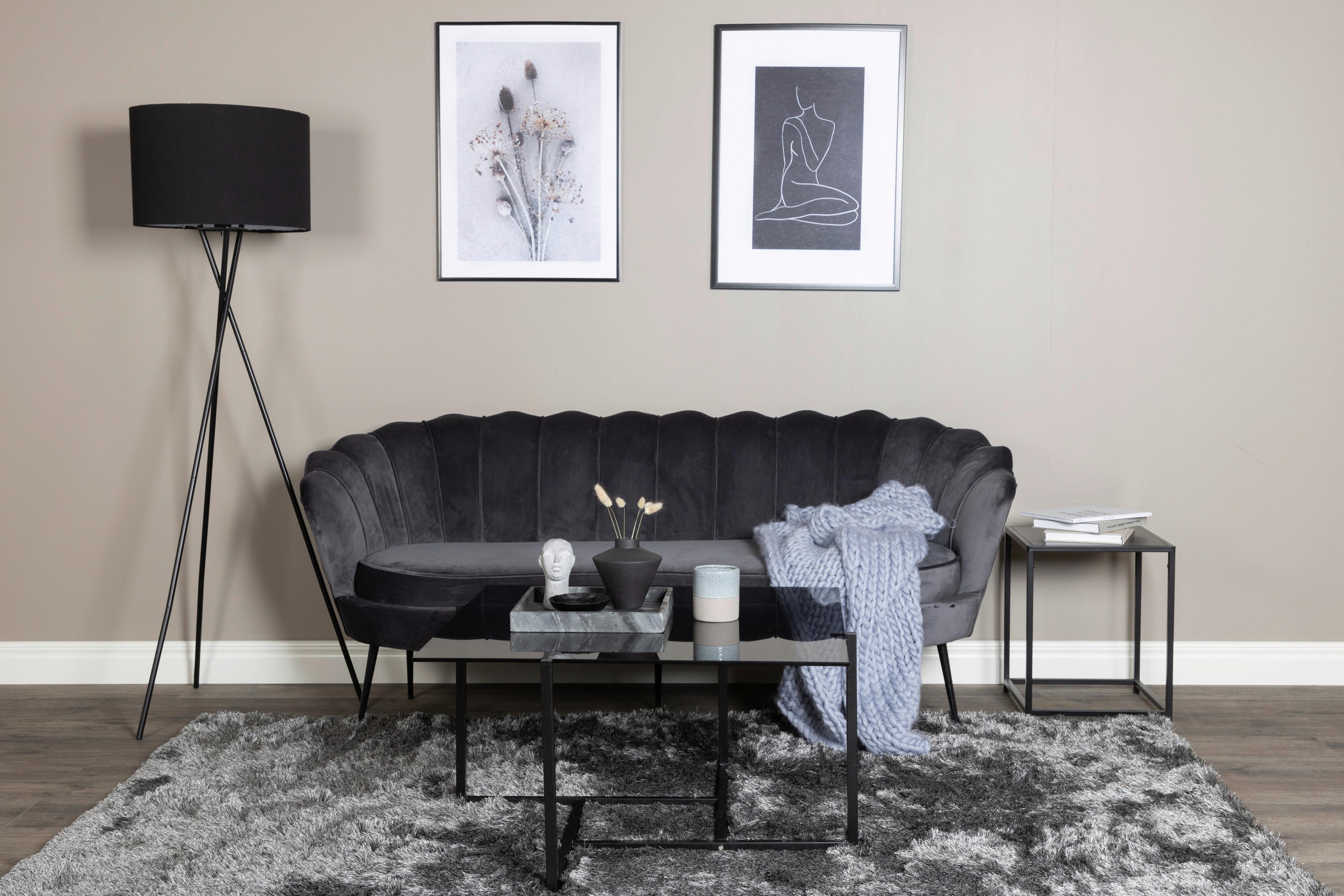 Sofa Calais ca. 180 cm Dunkelgrau Samt - Dunkelgrau/Schwarz, Design, Textil/Metall (180/78.5/78cm) - Livetastic