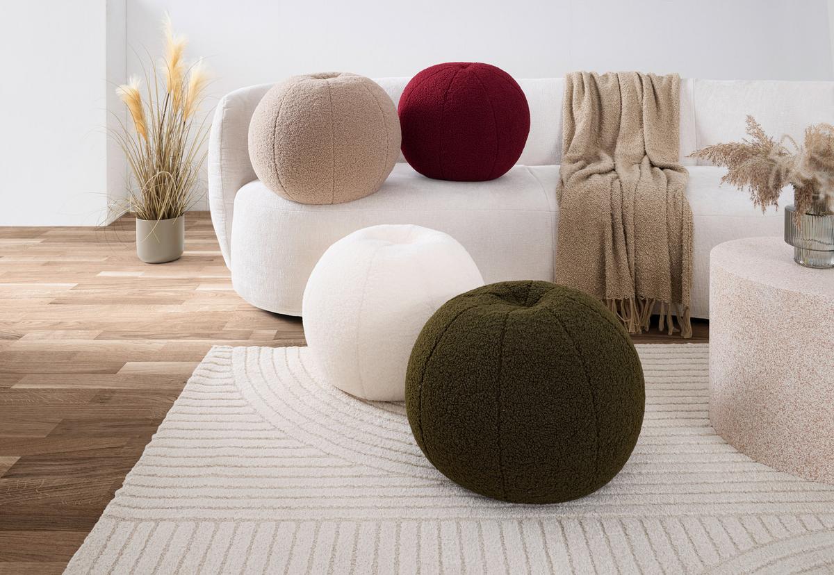 Pouf Ted Grün Ø ca. 45cm - Olivgrün, Textil (45cm) - Mömax