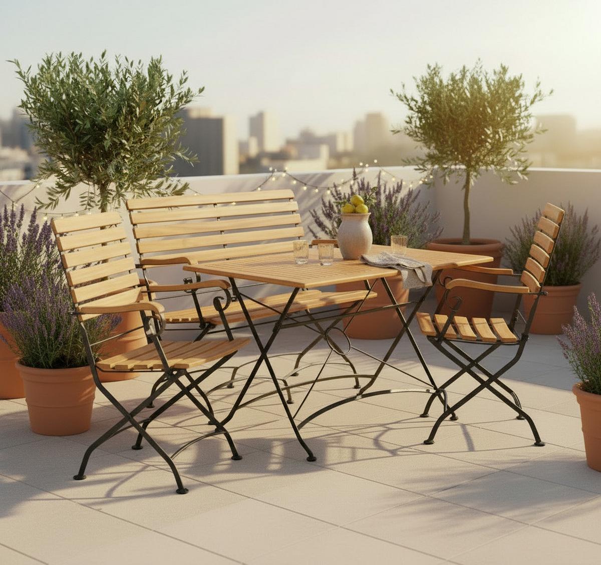 Vrtna Garnitura Lindau, Akacija - antracit/barve akacije, Basics, kovina/les (120/75/80cm) - Gardenson