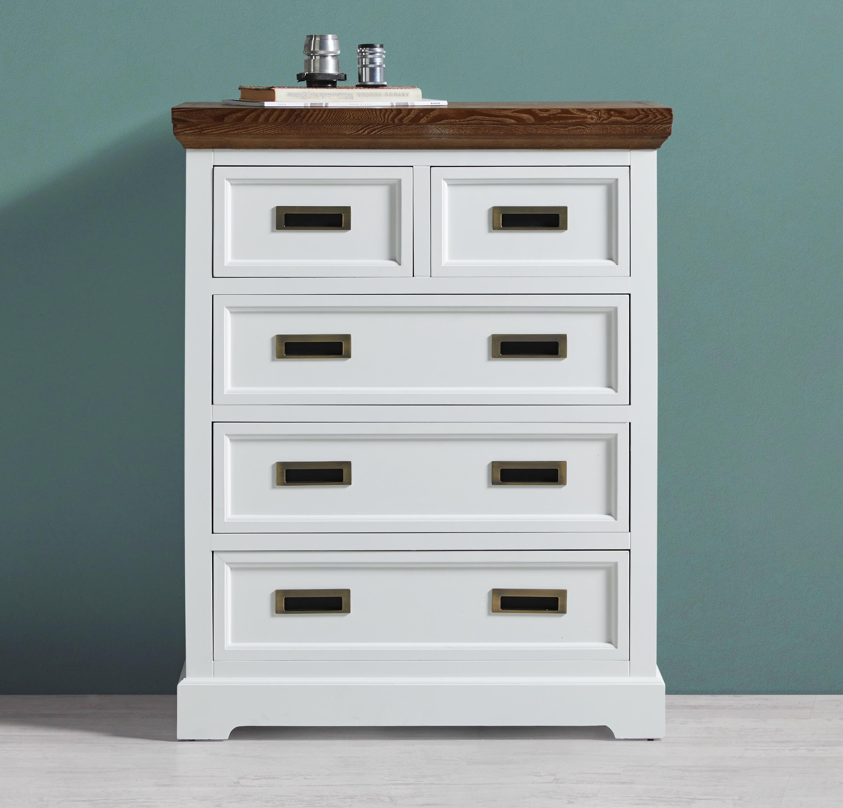 Kommode in Weiß/Eschefarben 'Melanie' - Eschefarben/Weiß, MODERN, Holz/Metall (75/95/40cm) - Bessagi Home