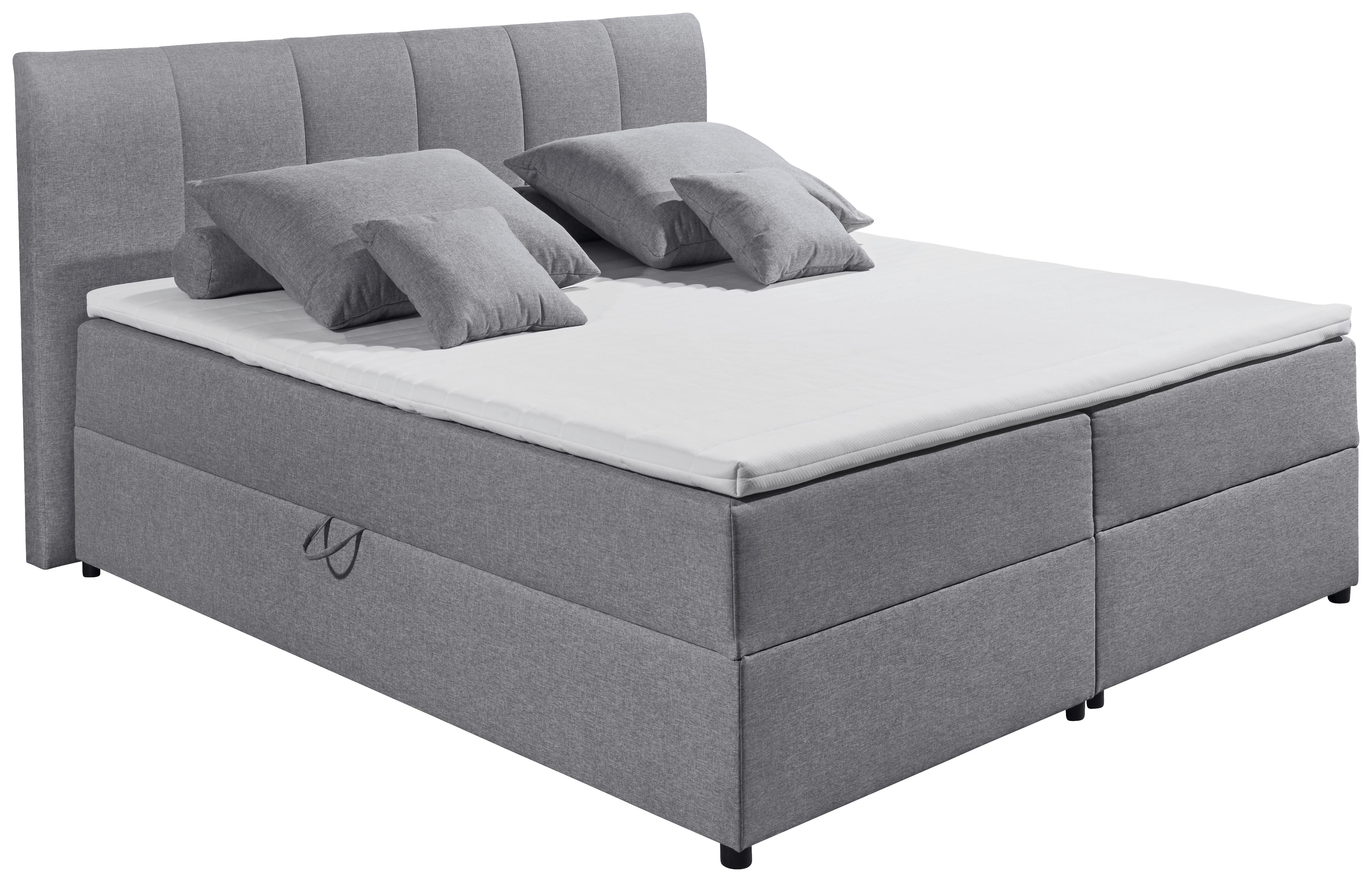 Boxspringbett Granada ca. 180x200 cm Grau - Schwarz/Grau, Basics, Kunststoff/Textil (180/200cm) - MID.YOU