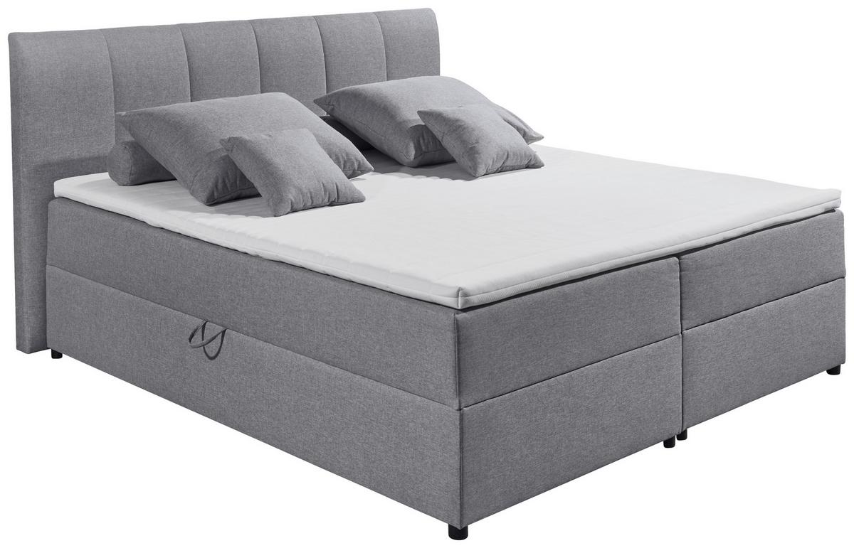 Boxspringbett Granada ca. 180x200 cm Grau - Schwarz/Grau, Basics, Kunststoff/Textil (180/200cm) - MID.YOU