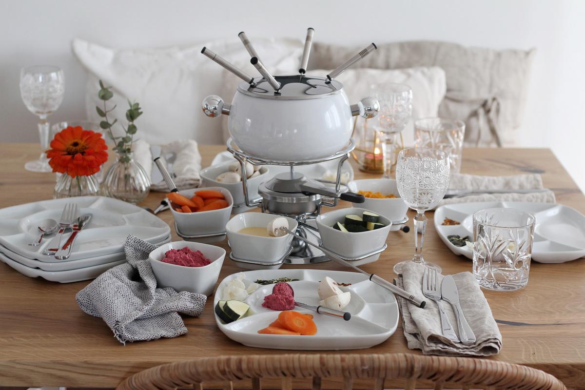 FONDUESET 1D - Weiss, Basics, Keramik (35,5/28/34,5cm) - Mäser