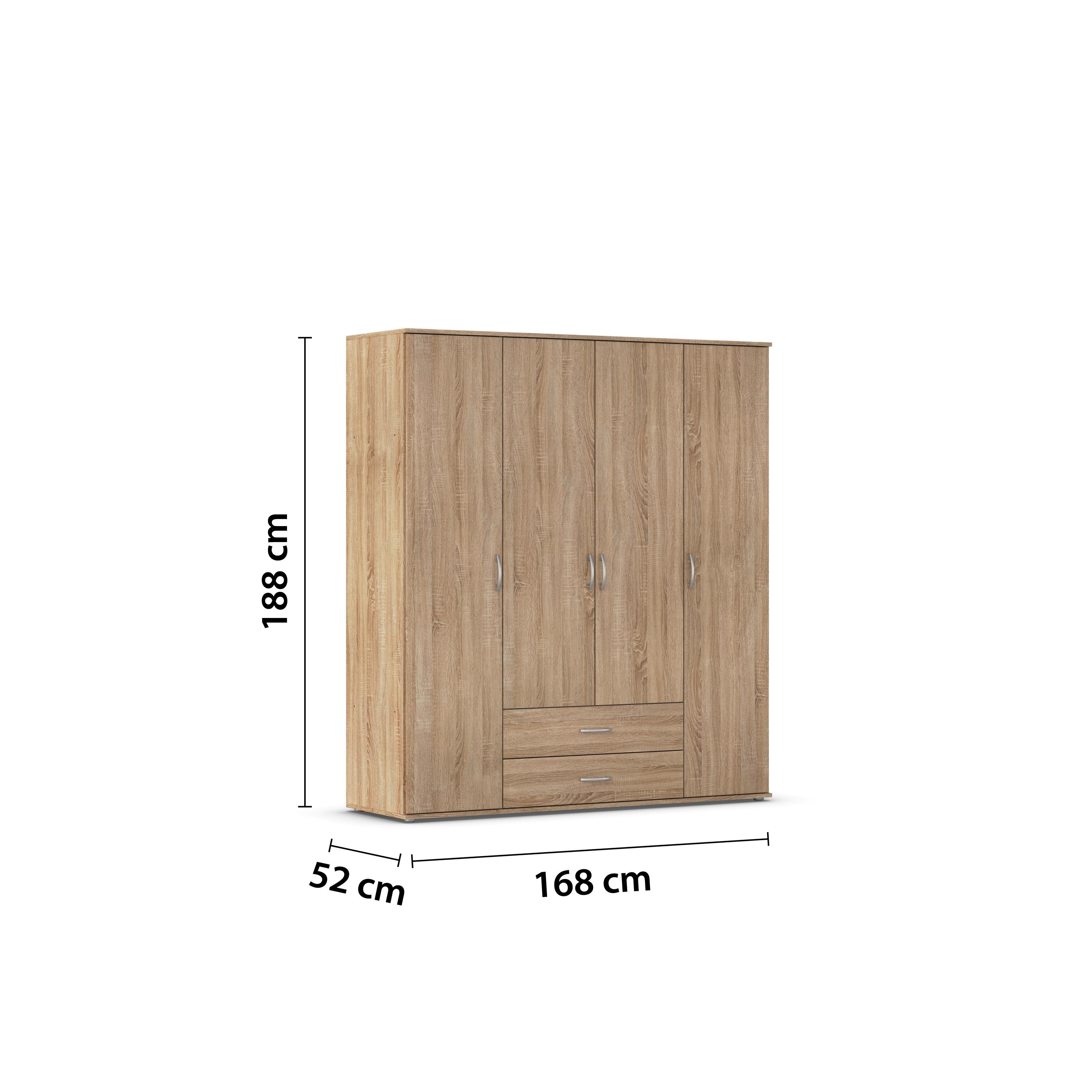Ormar Za Odjeću Paul - boje hrasta/boje aluminija, Konvencionalno, drvni materijal/plastika (168/188/52cm) - Modern Living