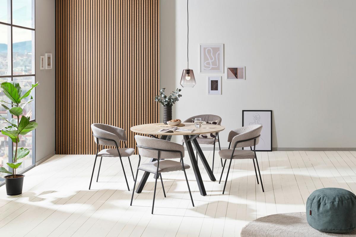 Masa ARNO 120 - culoare natur/negru, Konventionell, metal/material pe bază de lemn (120/76/120cm)