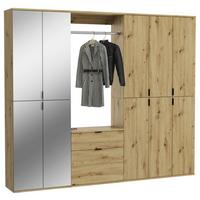 Garderobe Projekt X 4-teilig ca. 213x193 cm Artisan Eiche - KONVENTIONELL, Glas/Holzwerkstoff (213/193/34cm) - MID.YOU