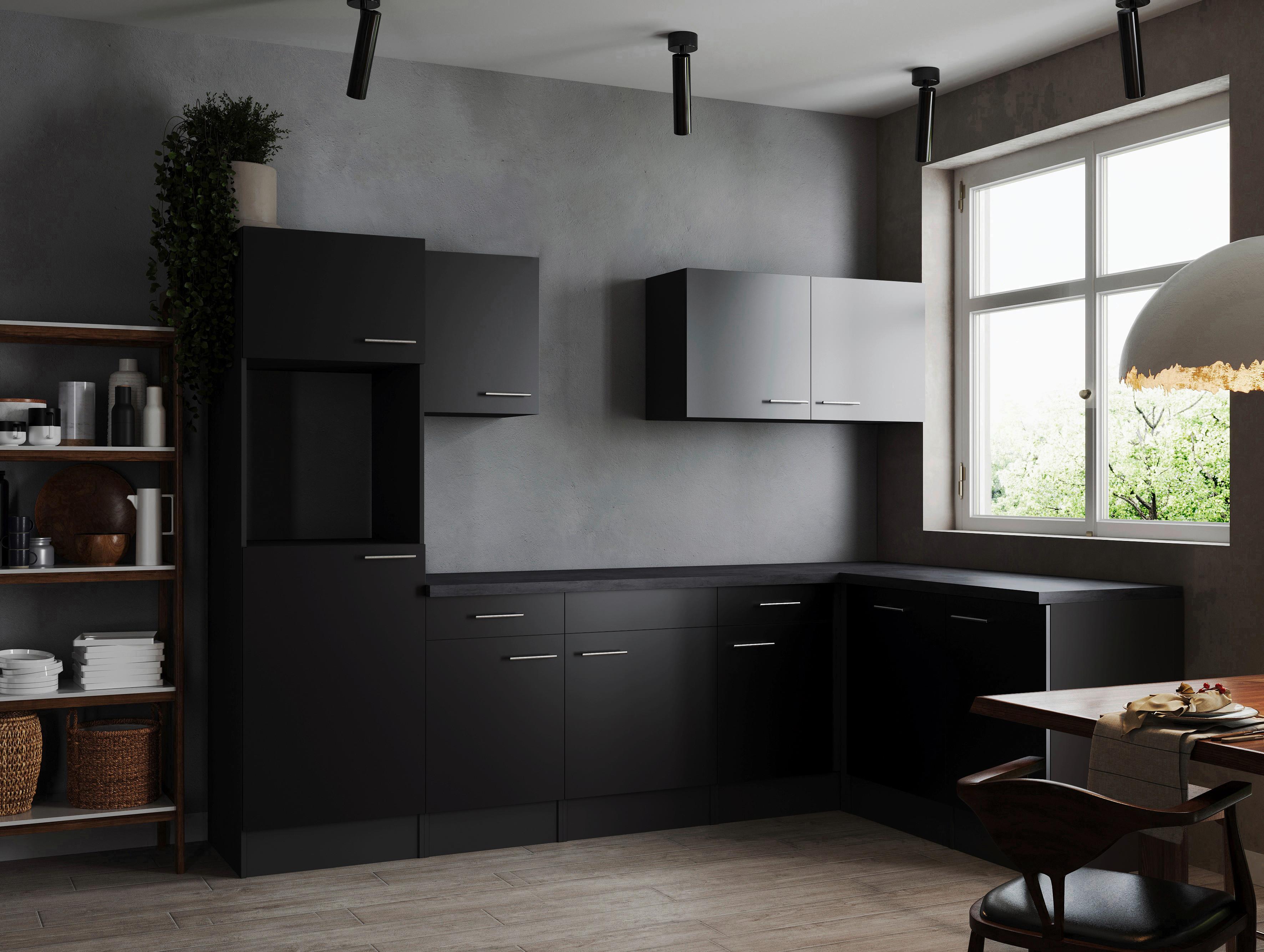 Kotna Kuhinja Brez Aparatov Oliver, 280x172cm - srebrne barve/črna, Design, kovina/leseni material (280/172cm) - Respekta