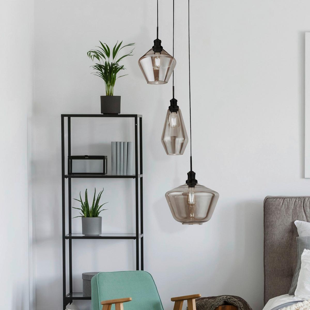 Függőlámpa Mia 5423-3bk - fekete, Design, üveg/fém (51/150cm)