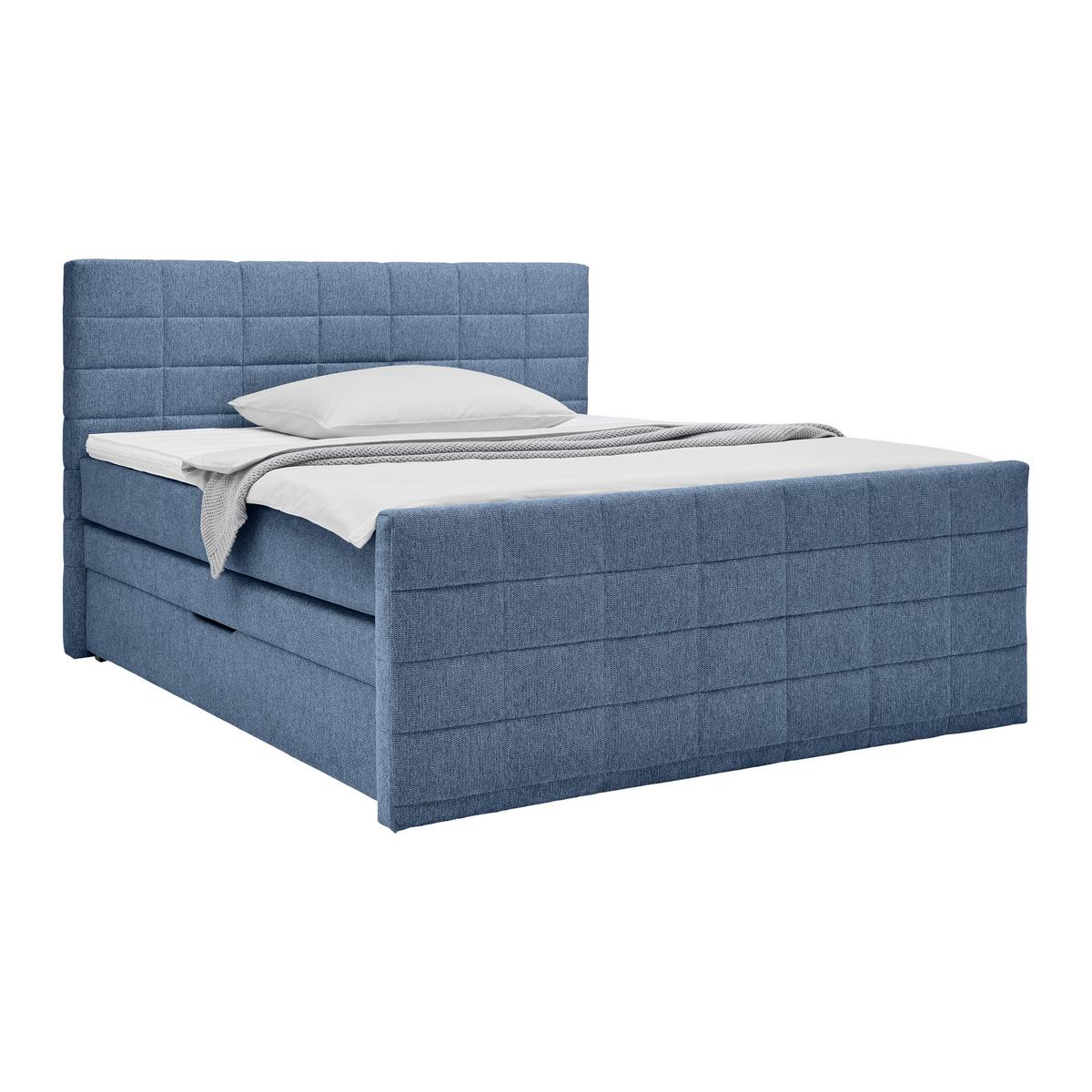 Postelja Boxspring Damon, Modra, 180x200 - modra/črna, Konvencionalno, umetna masa/tekstil (180/200cm) - Mömax