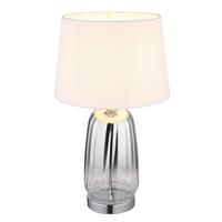 Tischleuchte Classy Chromfarben max. 40 Watt - Klar/Chromfarben, Design, Glas/Textil (30/52cm) - Globo