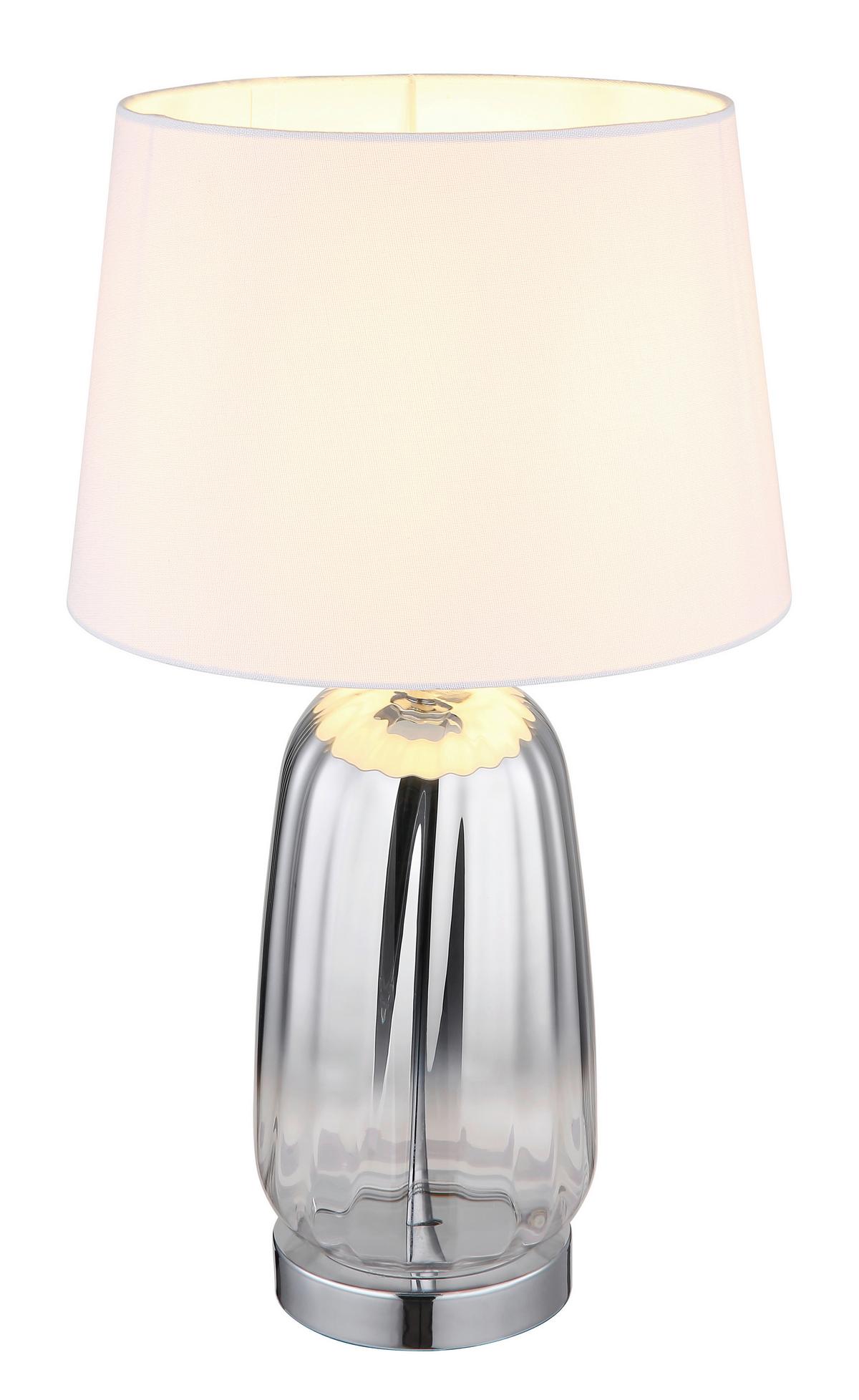 Tischleuchte Classy Chromfarben max. 40 Watt - Klar/Chromfarben, Design, Glas/Textil (30/52cm) - Globo