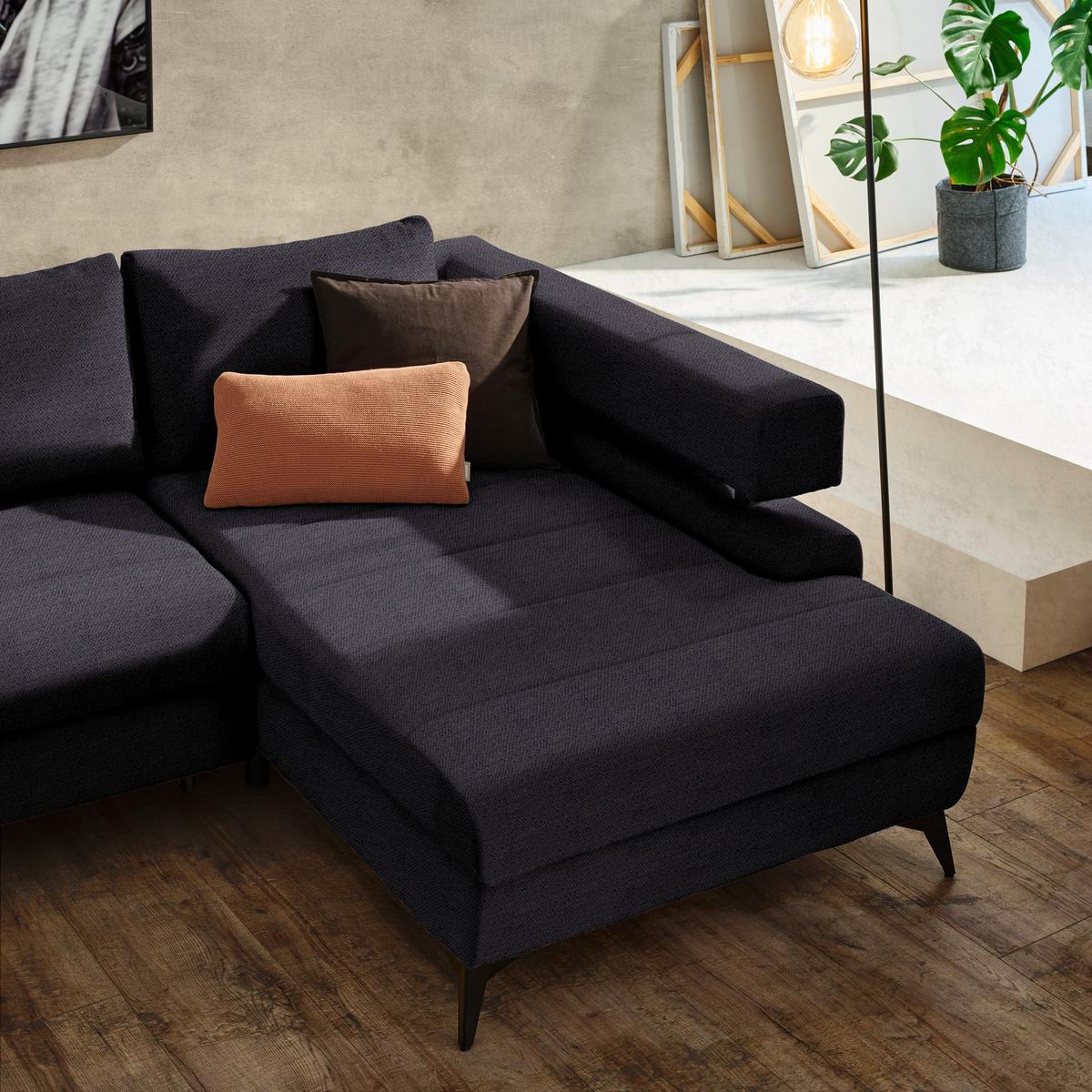 Kutna Garnitura Rosalie - crna, Konvencionalno, tekstil/metal (265/184cm) - Modern Living