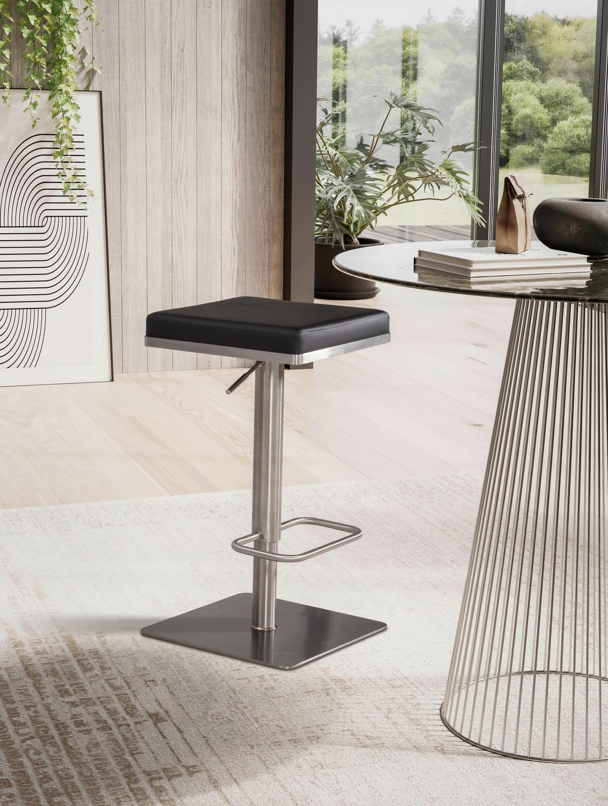 Barski Stol Dalia, Črna - srebrne barve/črna, Design, kovina/tekstil (37/82/37cm) - MID.YOU