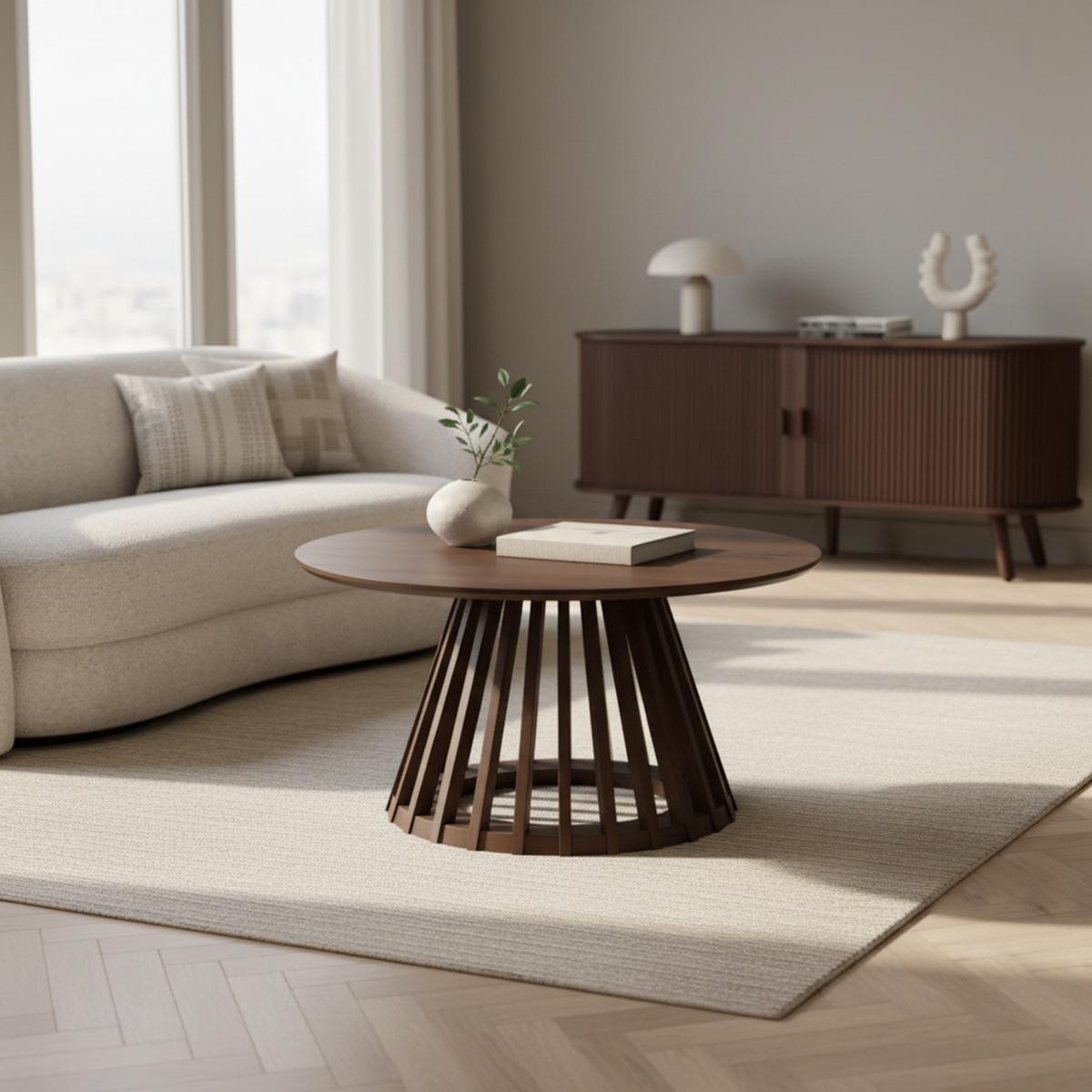 Couchtisch Ennio Walnussfarben MDF rund - Walnussfarben, MODERN, Holz/Holzwerkstoff (80/40cm) - Bessagi Home