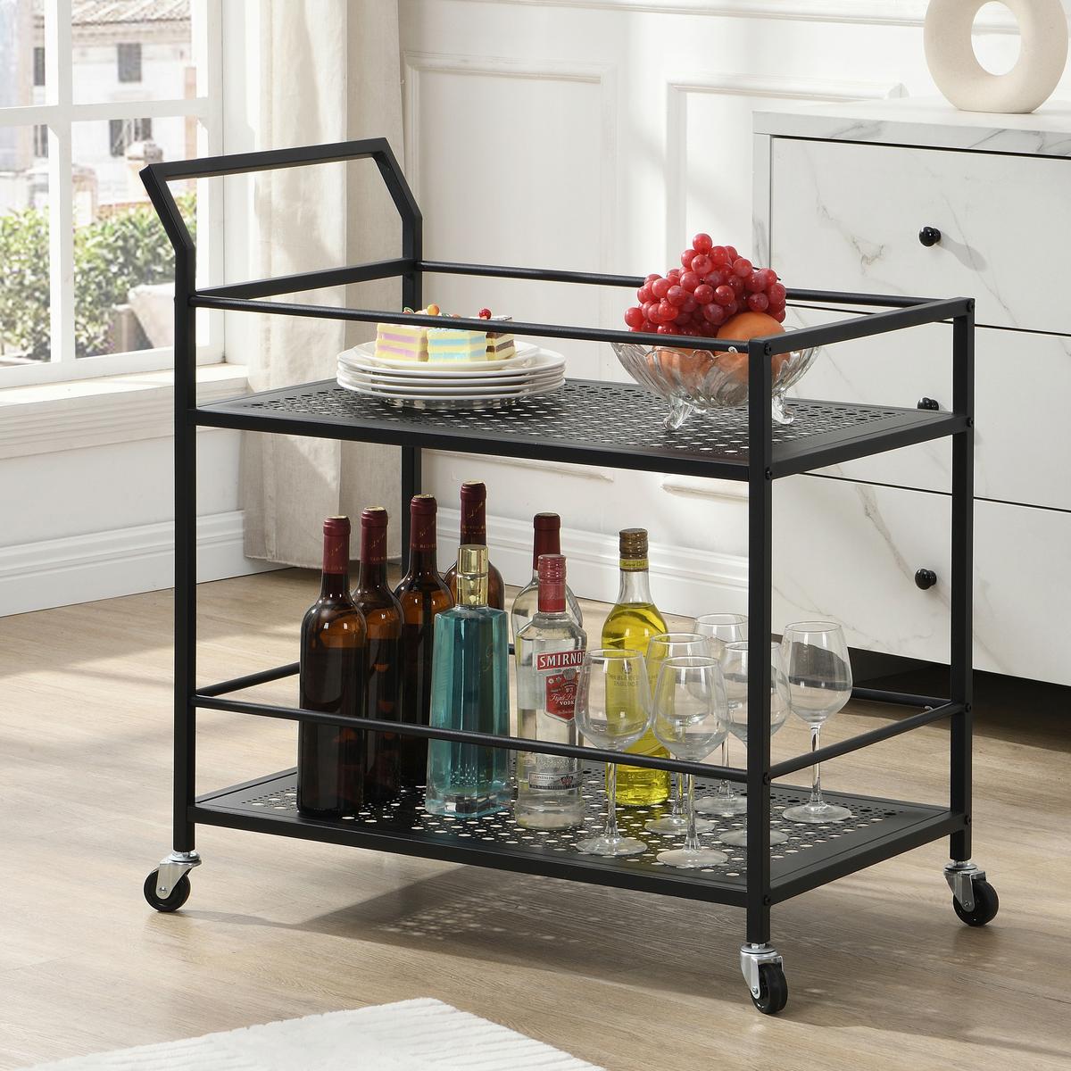 Servierwagen Wl7.321 - Schwarz, Design, Kunststoff/Metall (79/45/83cm) - MID.YOU