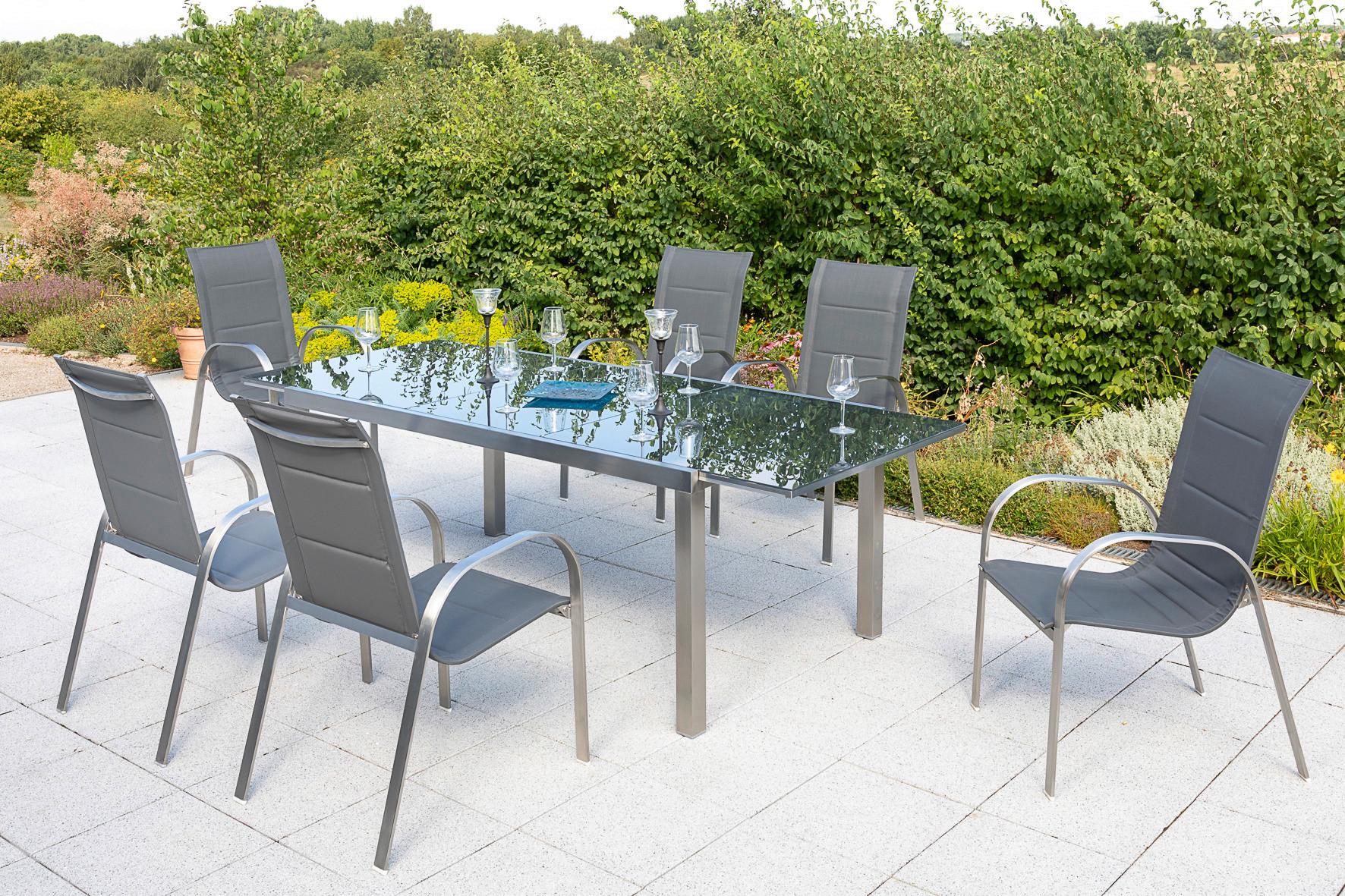 Raztegljiva Vrtna Miza Gardenson, Siva, 180-240x100 - srebrne barve/siva, Moderno, kovina/steklo (180/100/75cm) - Gardenson