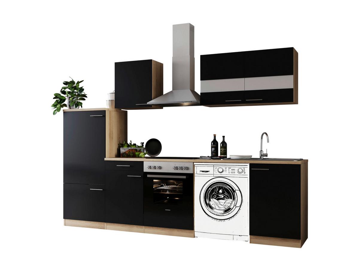 Kuhinjski Blok Z Aparati Merle, 280cm - barve nerjavečega jekla/črna, Basics, kovina/steklo (280cm) - Respekta