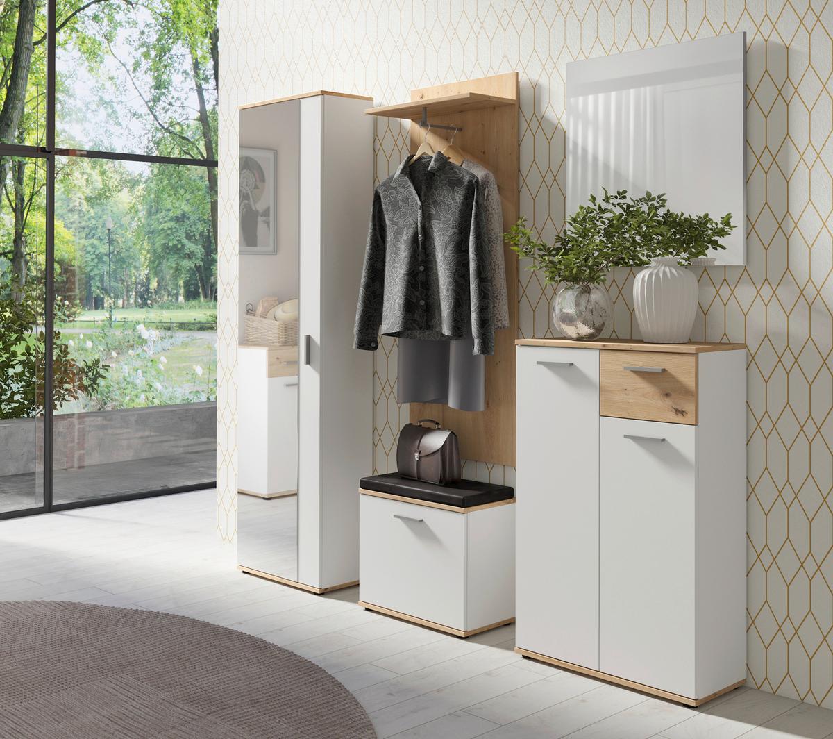Kommode Jakob ca.60x102x30cm Weiß - Silberfarben/Weiß, LIFESTYLE, Holzwerkstoff/Kunststoff (60/102/30cm) - MID.YOU