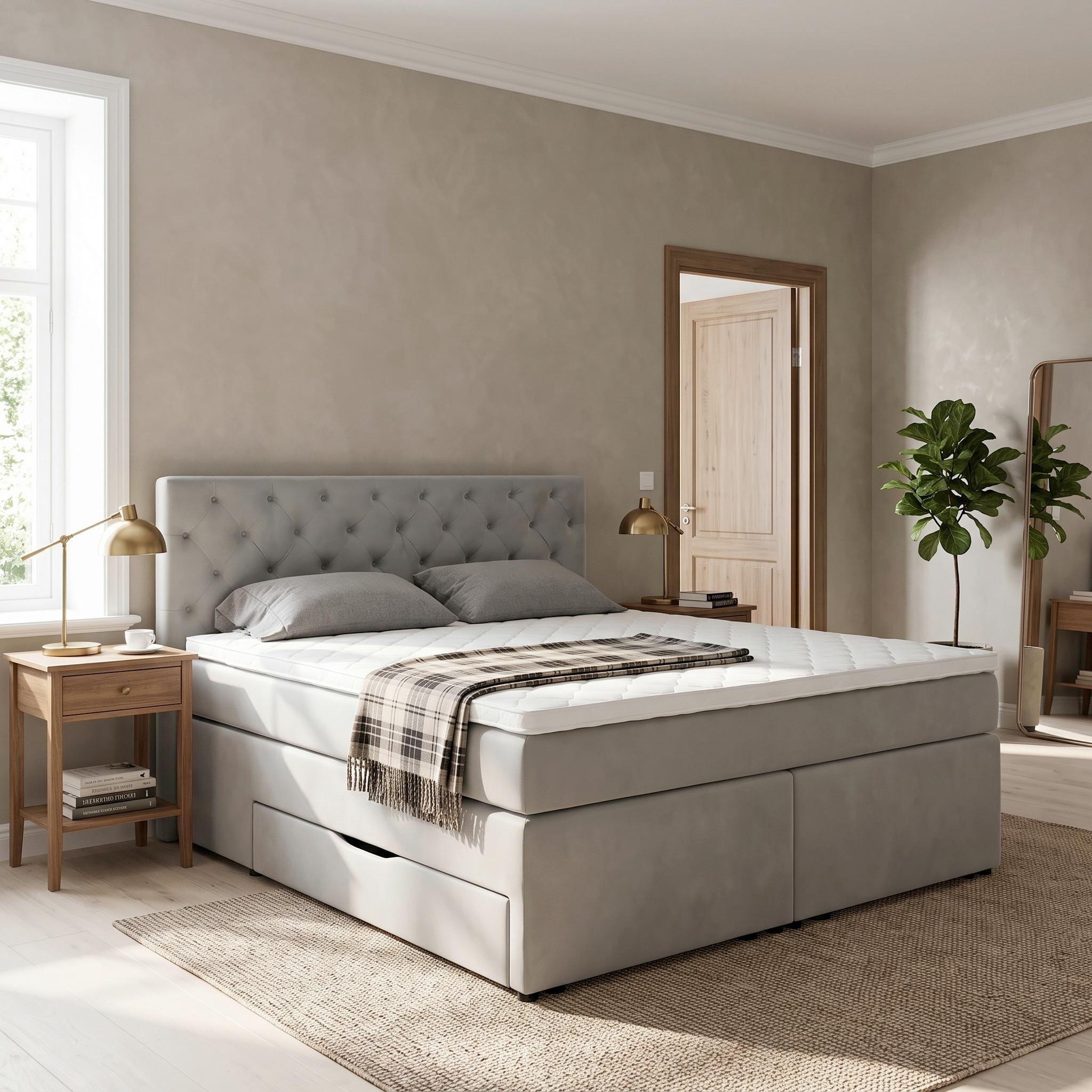 Boxspringbett Chester Grün ca. 180x200cm - Schwarz/Grün, Holzwerkstoff/Kunststoff (180/200cm) - Mömax