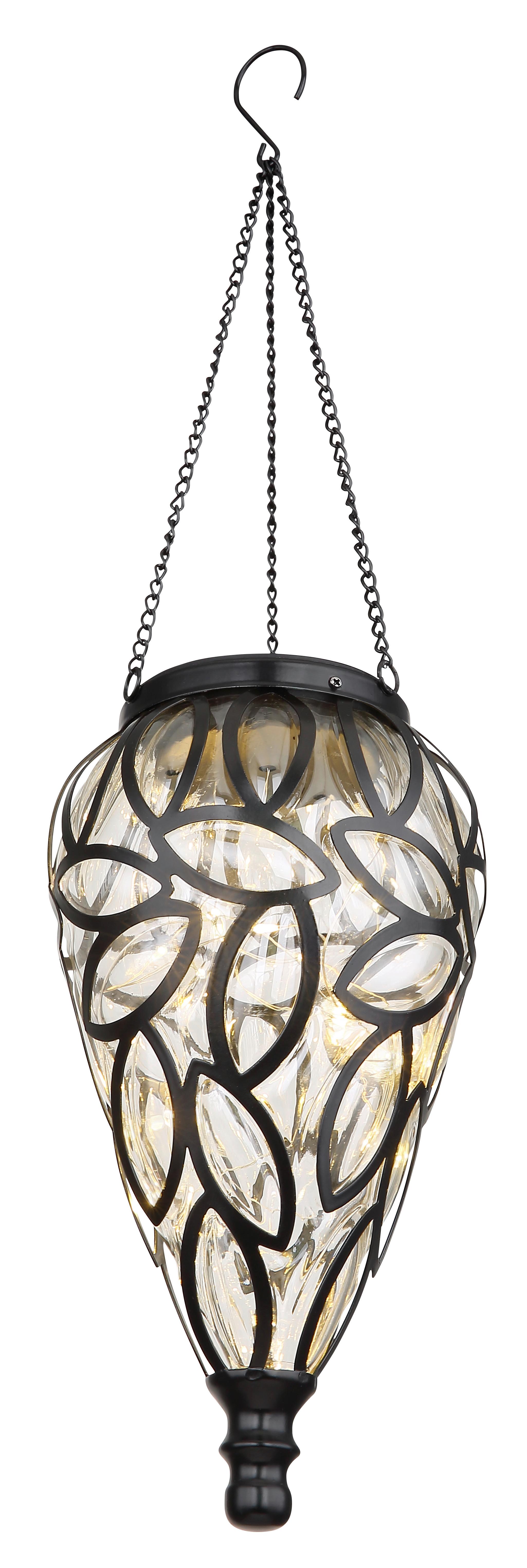 Solarna Svetilka Lantern, S Sijalko - črna/prozorno, Basics, kovina/umetna masa (13,5/50cm) - Globo