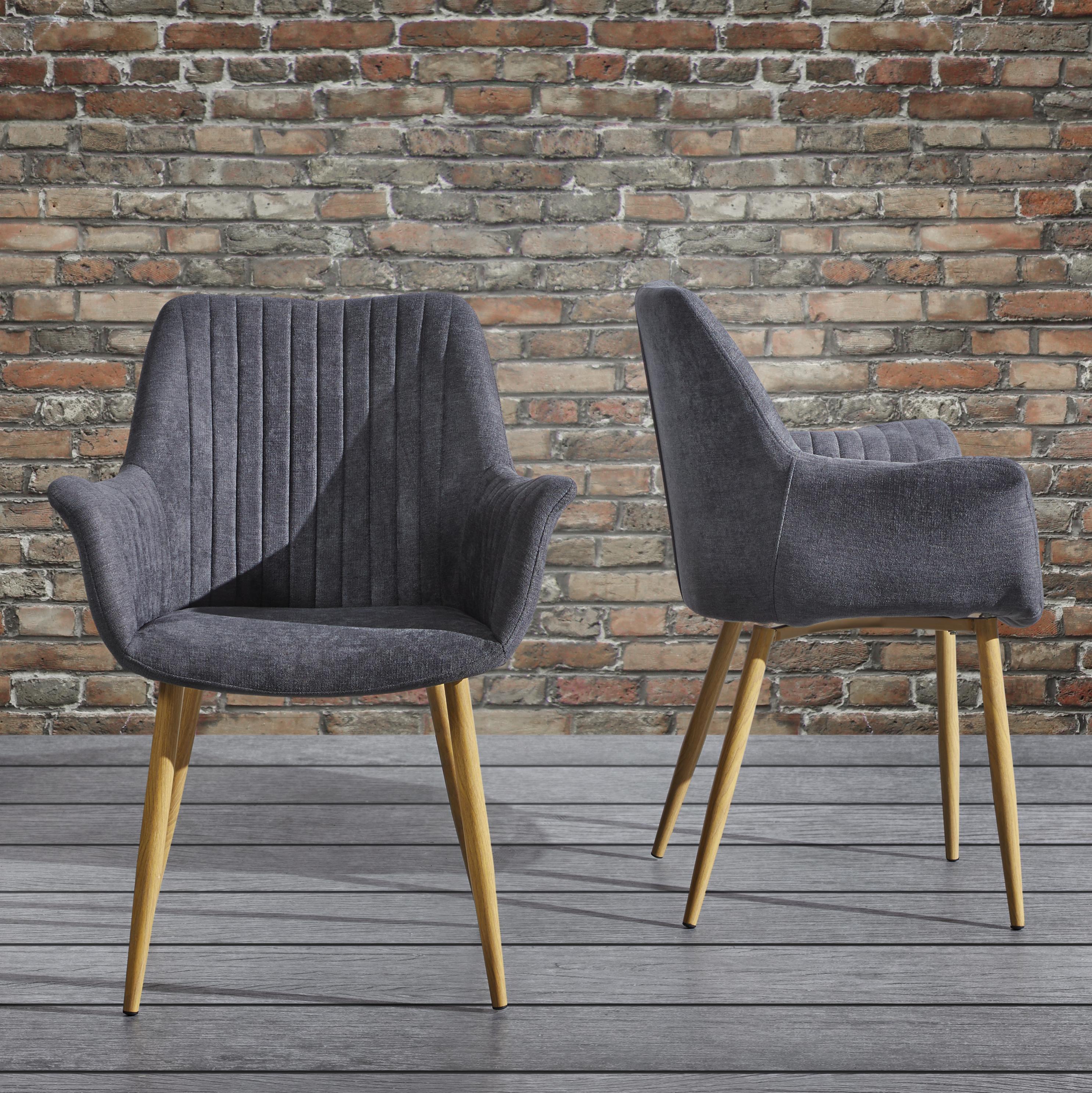 Armlehnstuhl in Grau 'Samantha' - Buchefarben/Grau, MODERN, Holz/Textil (59/82/65cm) - Bessagi Home