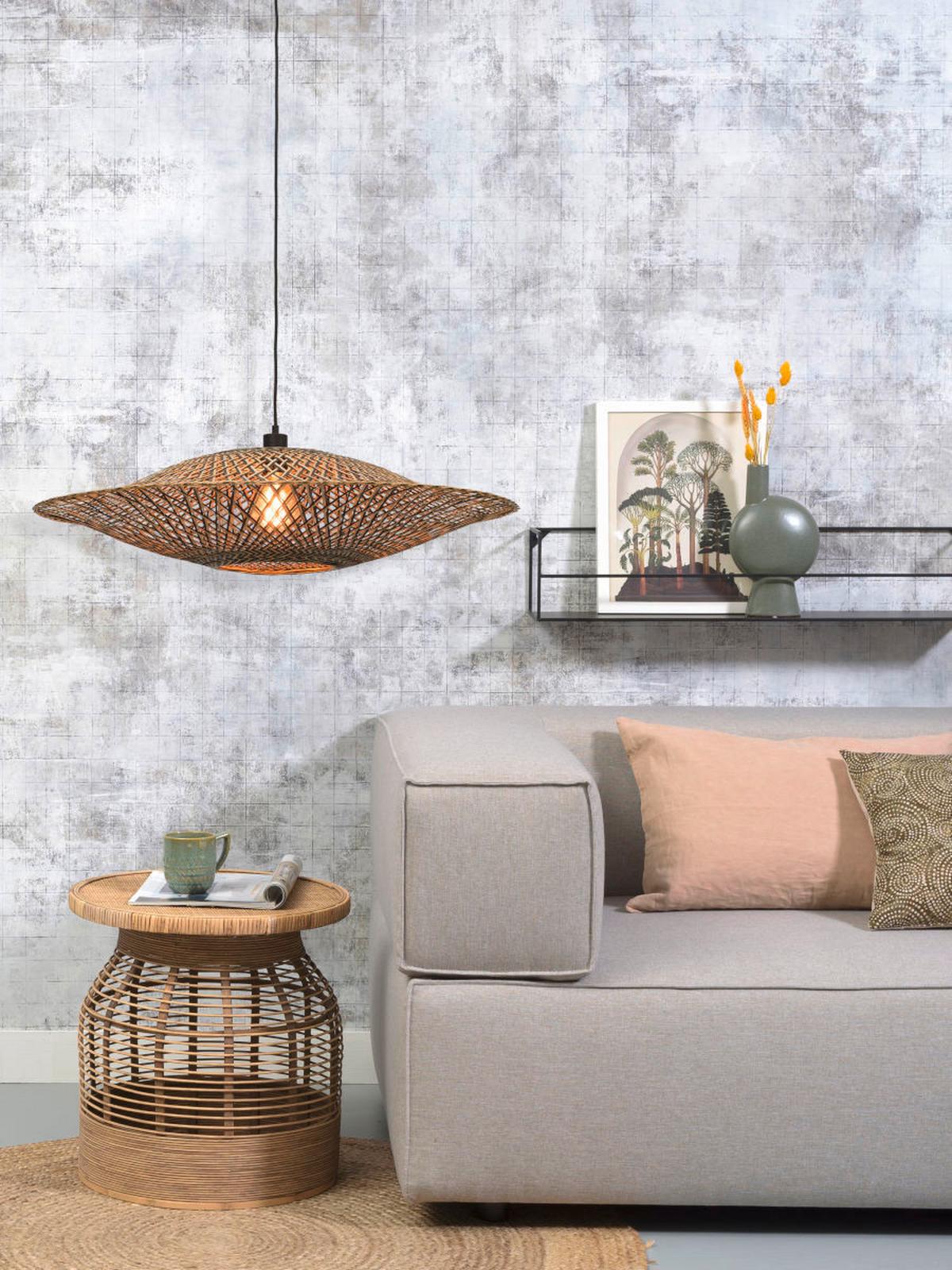 Hängeleuchte Bali in Schwarz/Braun max. 40 Watt - Hellbraun/Schwarz, Natur, Naturmaterialien (87/20cm) - Good & Mojo