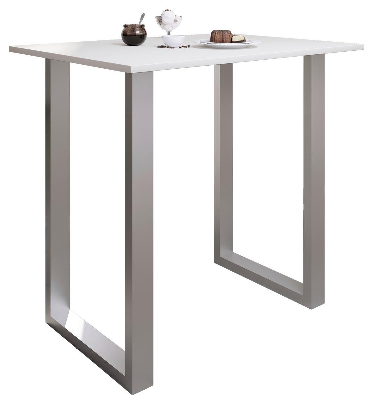 Bartisch XONA Silber/ Weiß ca.110x102x80cm - Silberfarben/Weiß, KONVENTIONELL, Holzwerkstoff/Metall (110/102/80cm)