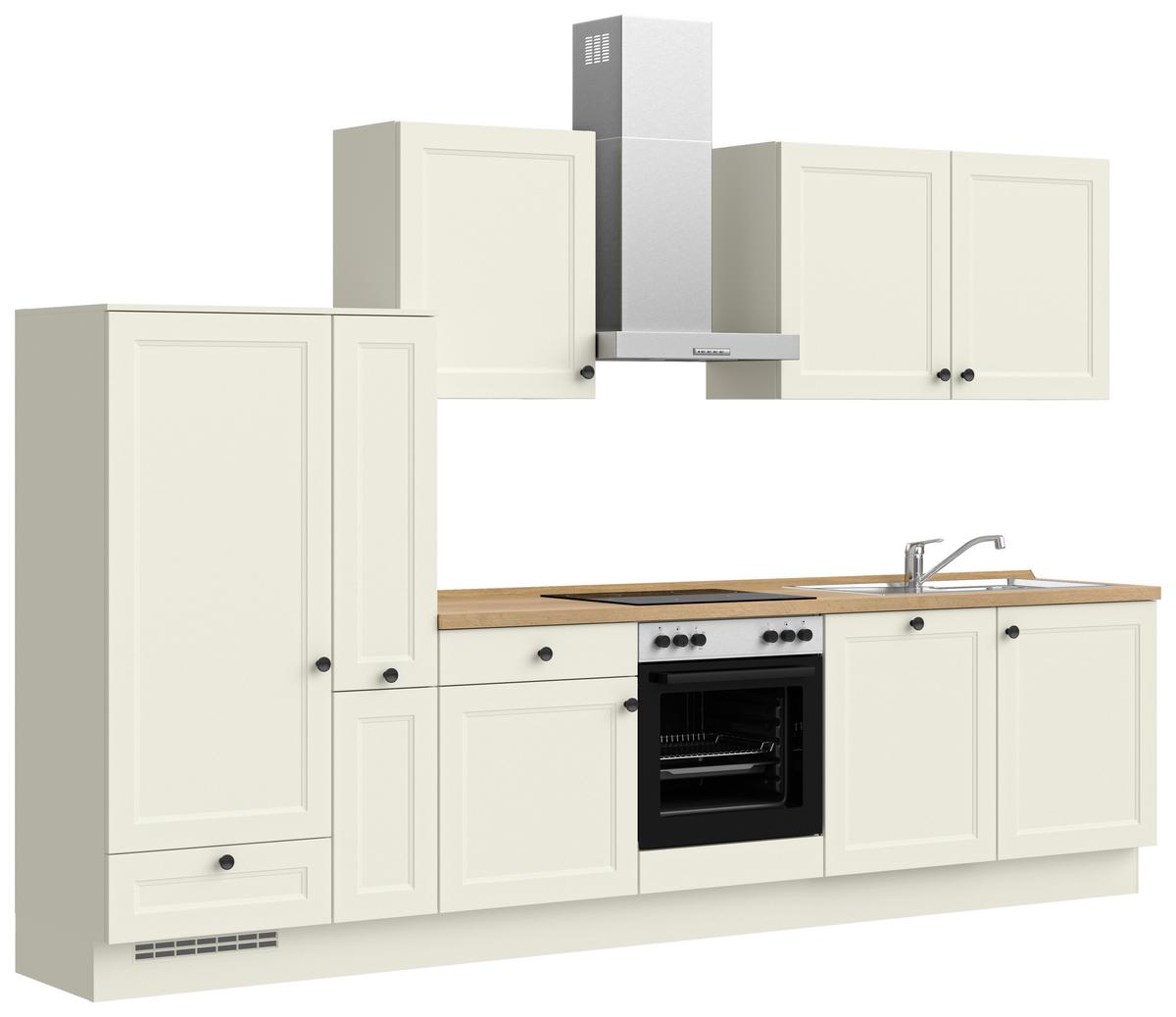 Küchenblock Cascada Low m. Geräten Weiß - Eichefarben/Schwarz, MODERN, Holzwerkstoff/Metall (330cm) - Nobilia