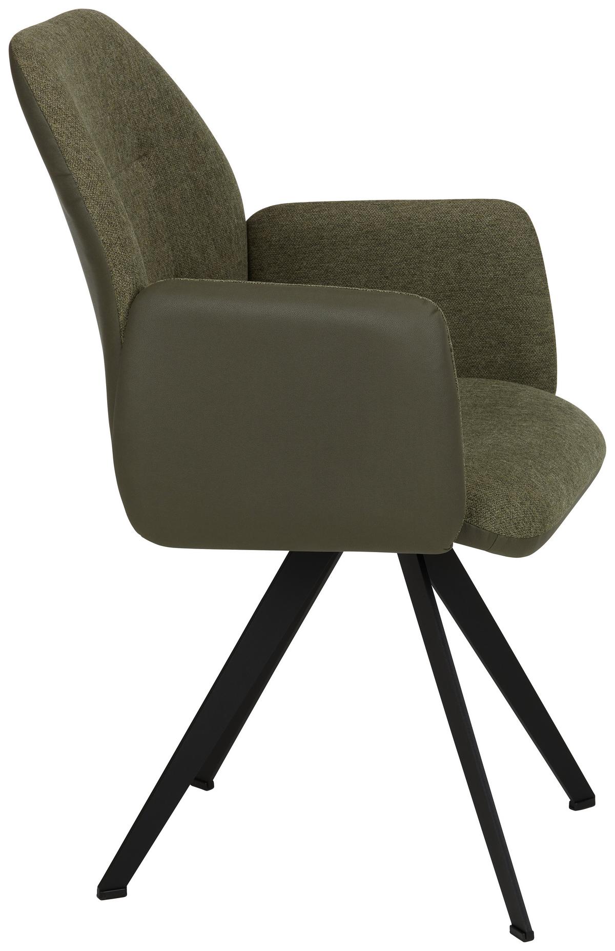 Armlehnstuhl Storm in Grün - Schwarz/Grün, Modern, Textil/Metall (57/96,5/63cm) - Premium Living