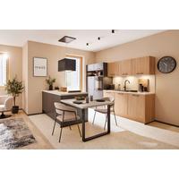 Einbauküche PN 80/100 in Grafit - Eichefarben/Graphitfarben, MODERN, Holzwerkstoff (305+295cm) - Pino