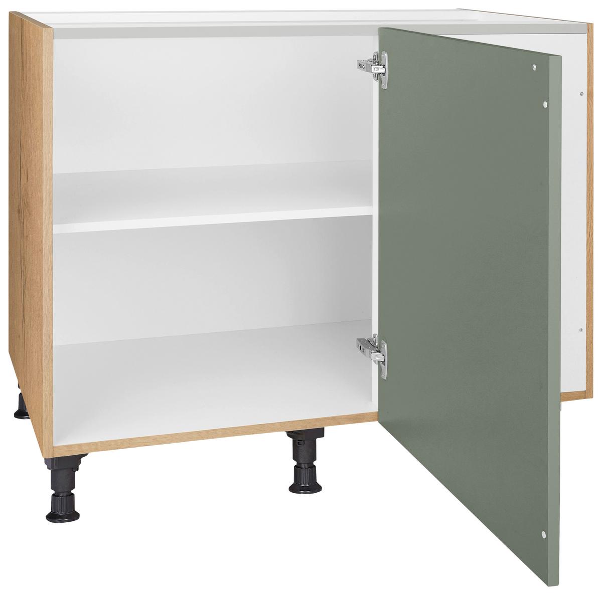 Eckunterschrank Cascada Grün - Eichefarben/Schwarz, MODERN, Holzwerkstoff/Metall (125/87/65cm) - Nobilia